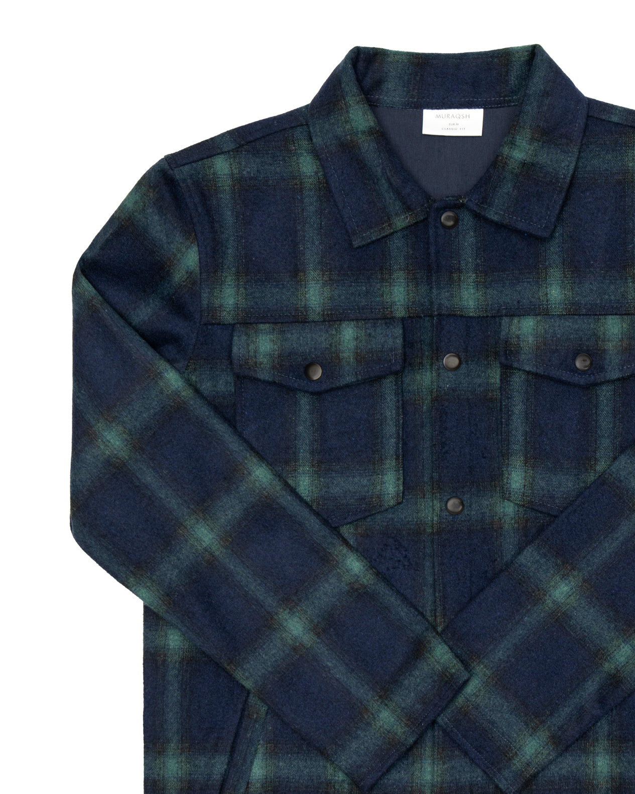 Blue Check Wool Coat - Men