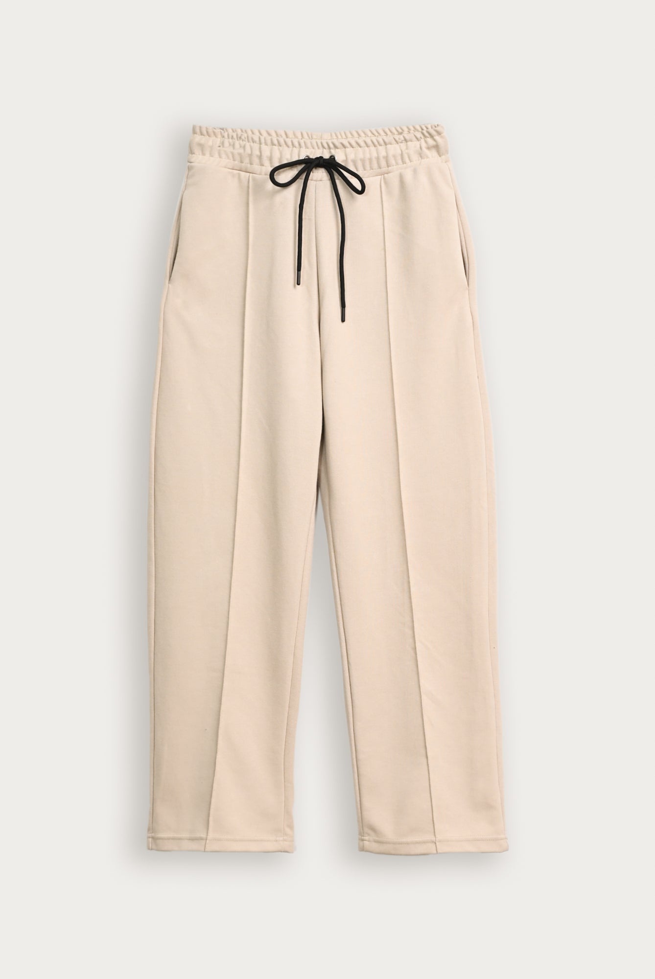 Beige Interlock Straight Fit Trouser - Men