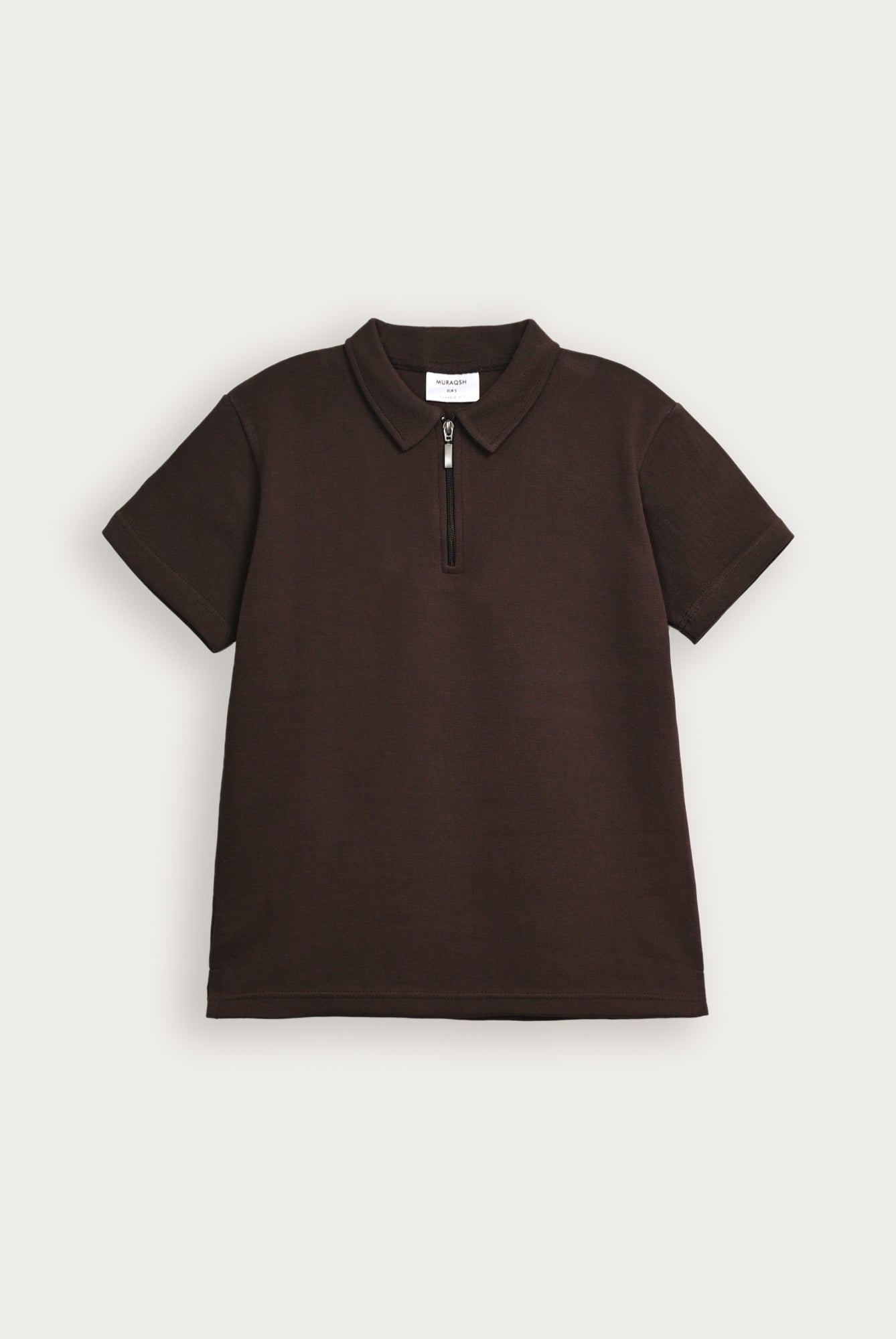Dark Brown Interlock Zipper Polo - Smart Fit - Men