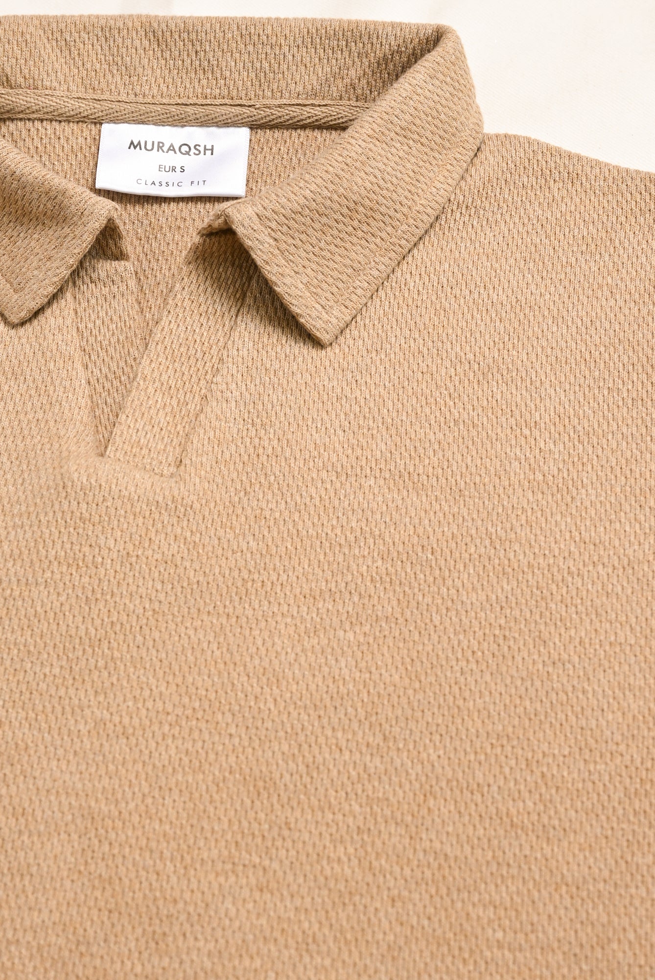 Sand Beige Mesh Thermal Knit Polo - Smart Fit - Men