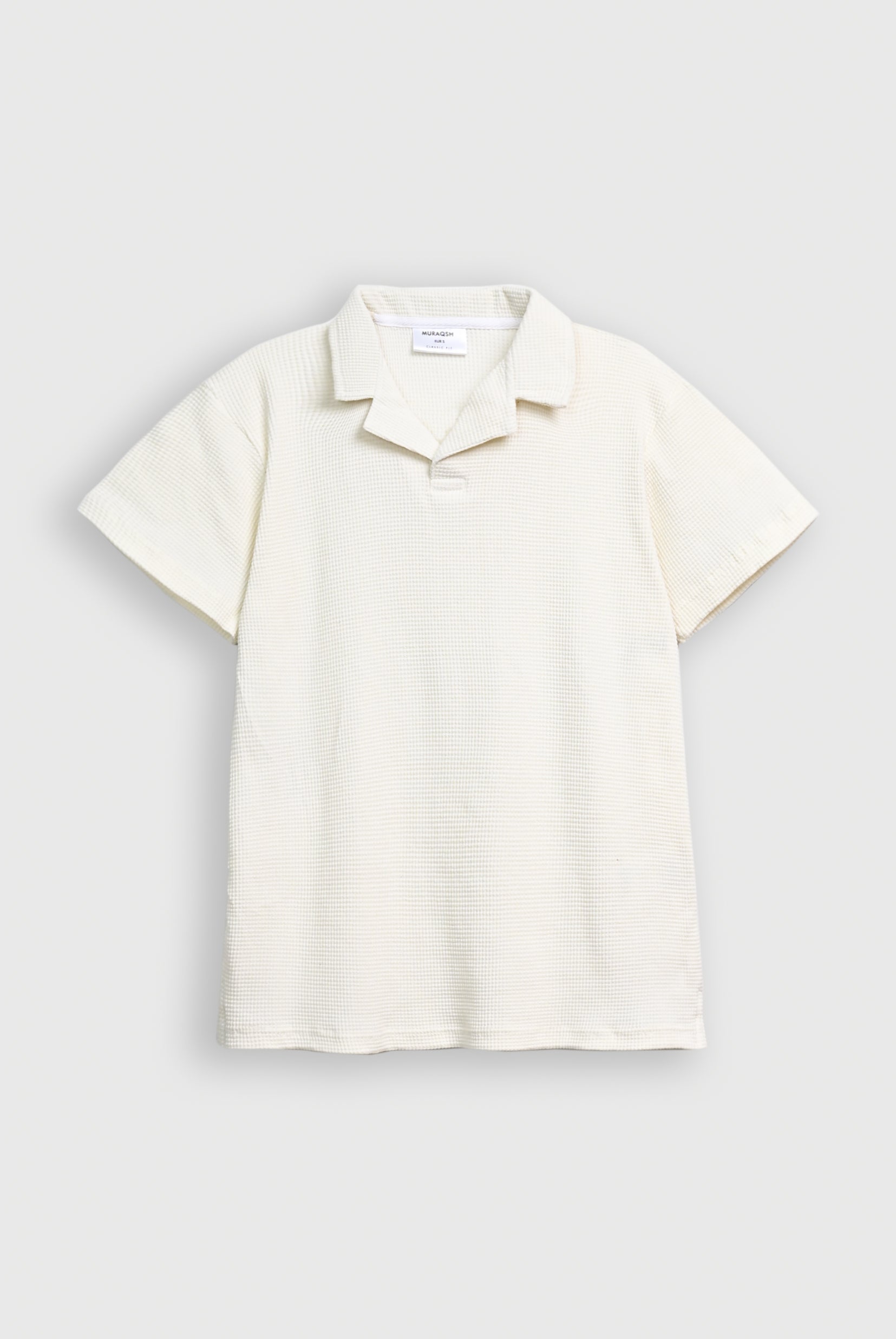 Off White Waffle Revere Polo - Smart Fit - Men
