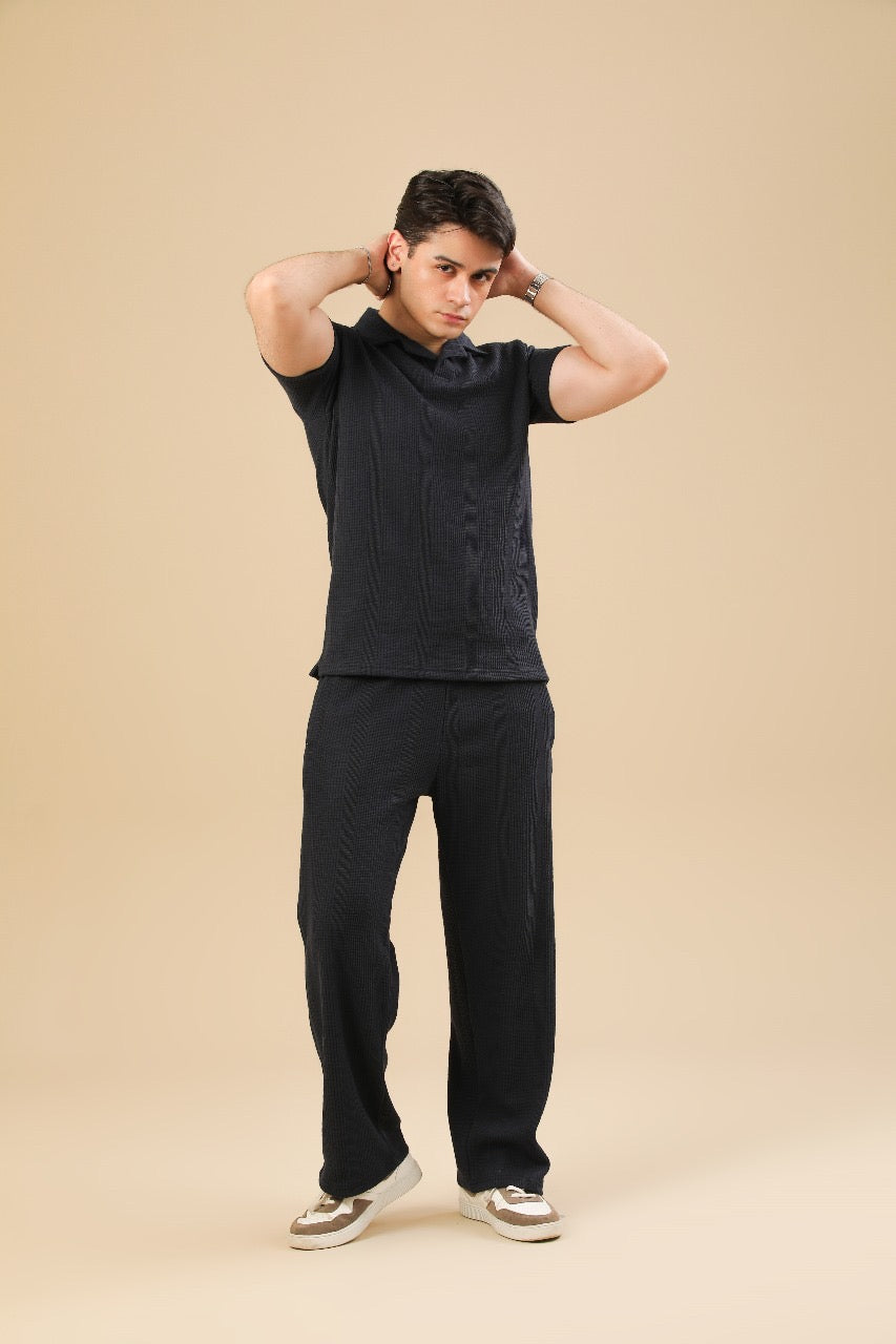 Navy Blue Drop Needle Coord Set - 2PC - Men