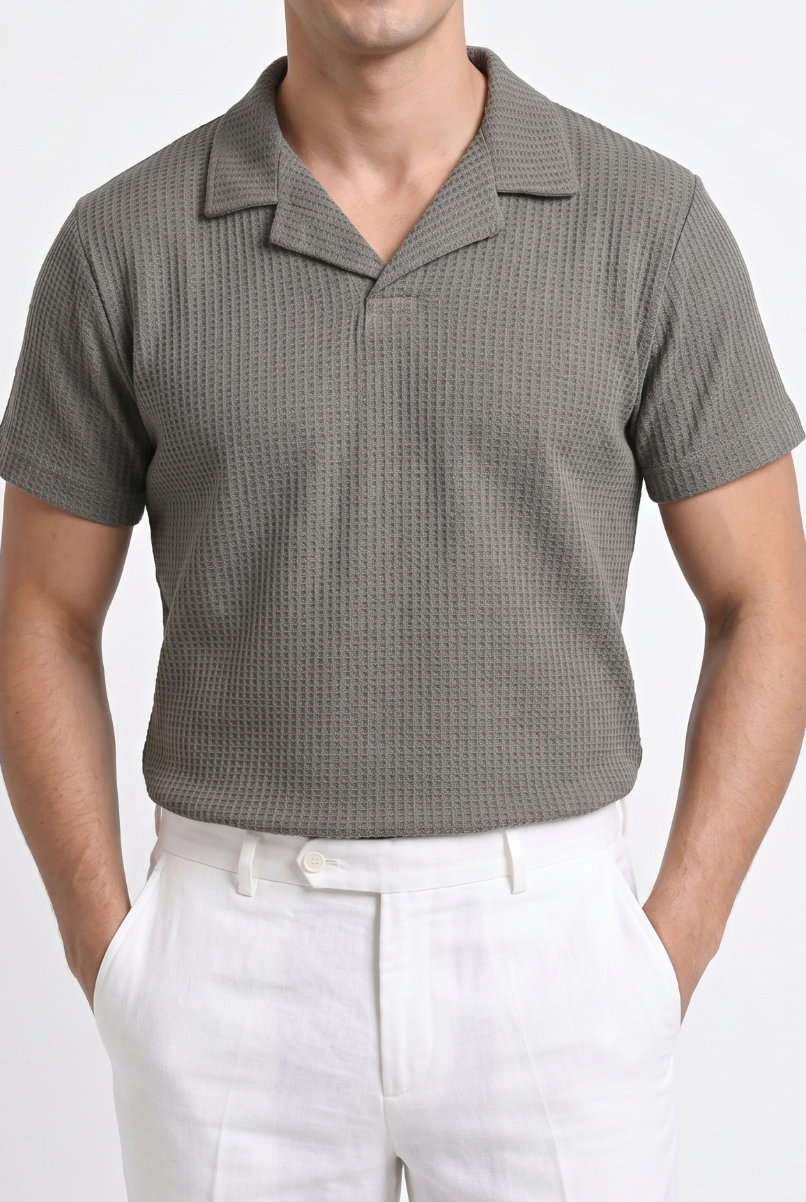 Olive Waffle Revere Polo - Smart Fit - Men