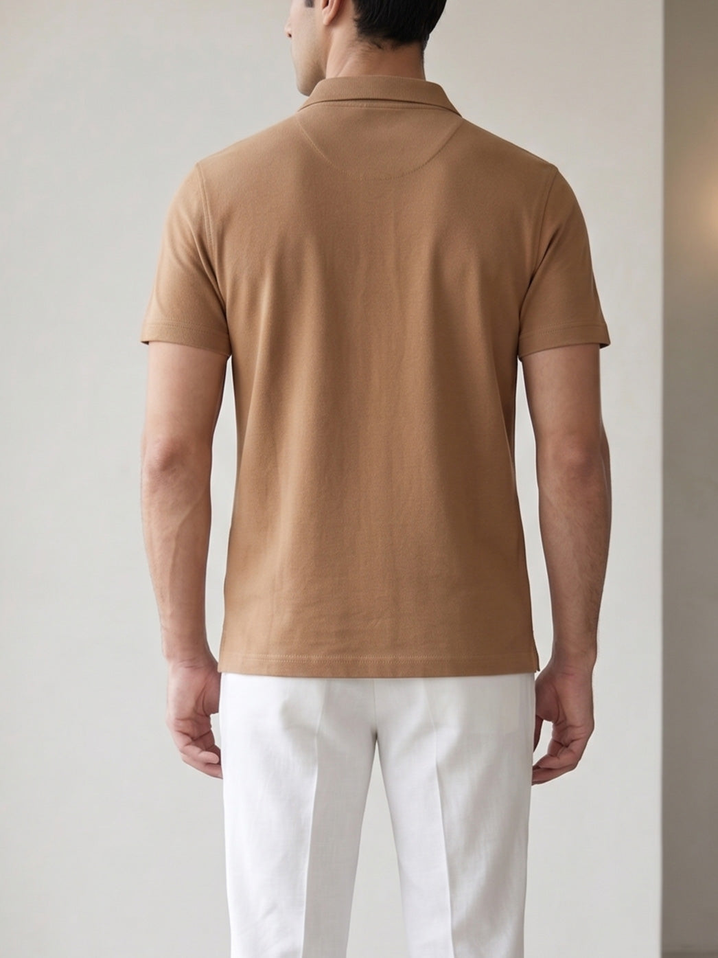 Camel Basic Zipper Polo - Smart Fit- Men