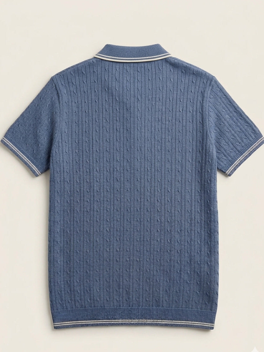 Azure Riviera Zip Knit Polo