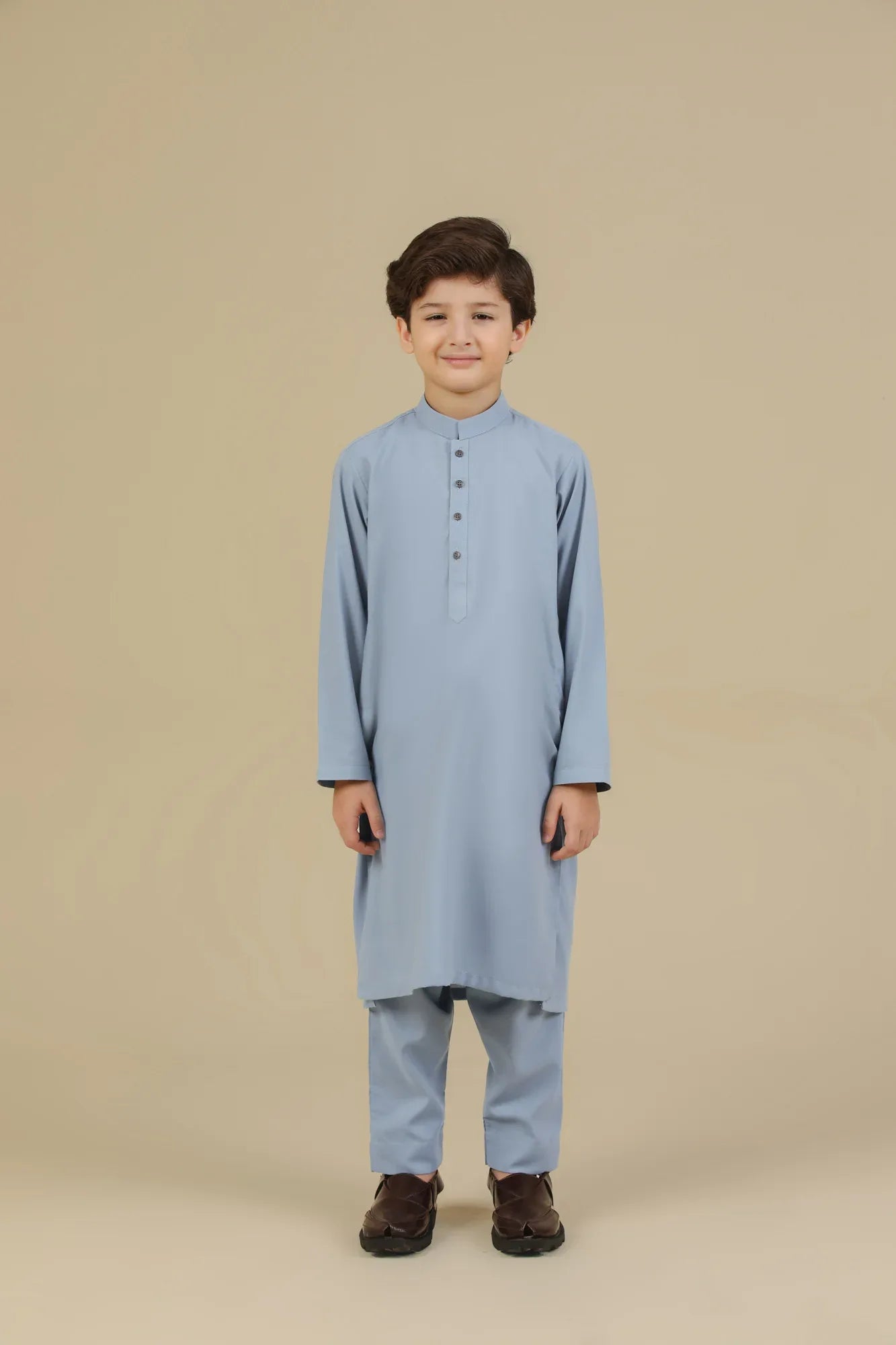 Sapphire Blue Blended Kurta Trouser - Kids - Muraqsh -- Kidswear