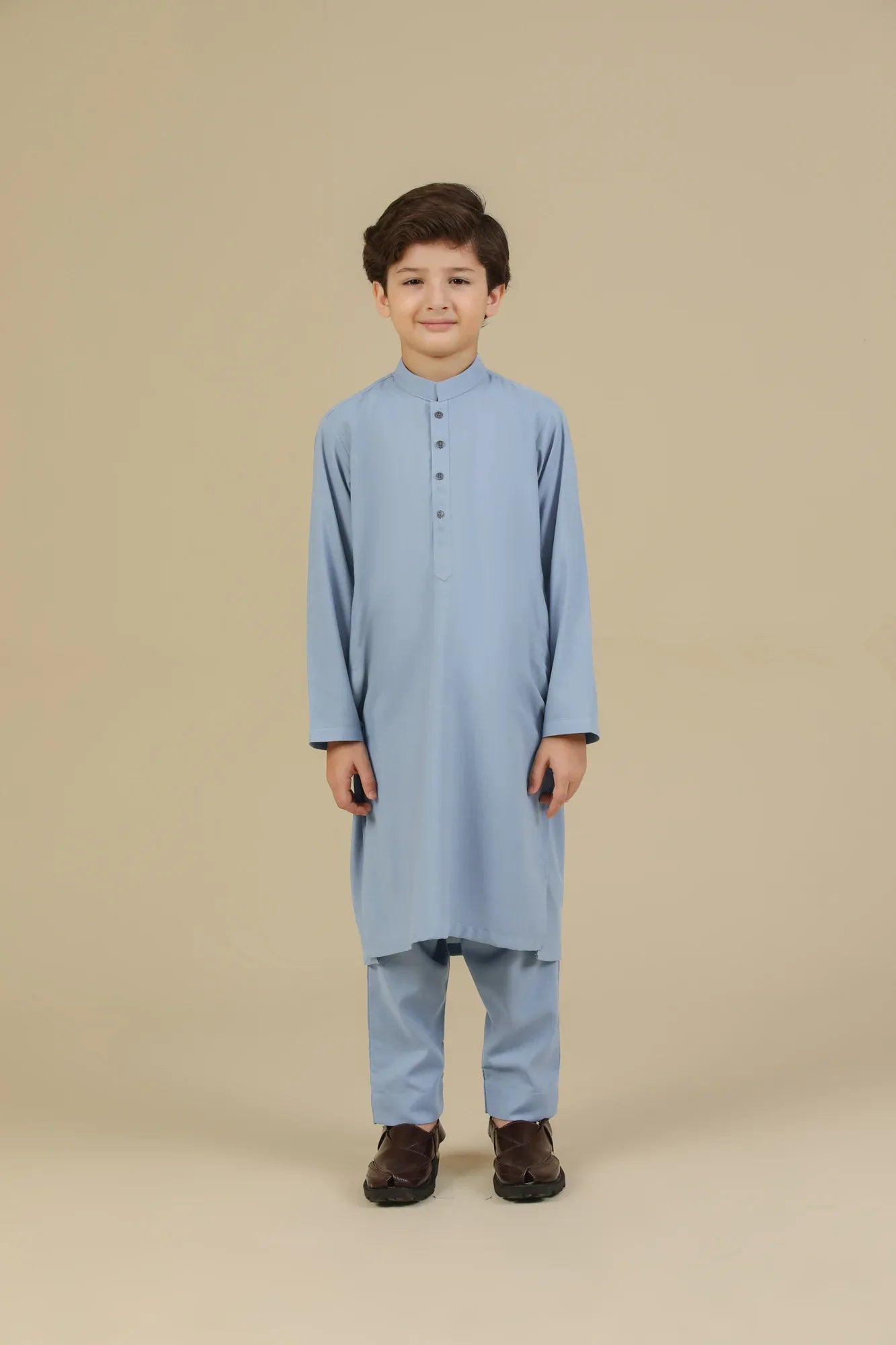 Sapphire Blue Blended Kurta Trouser - Kids - Muraqsh -- Kidswear