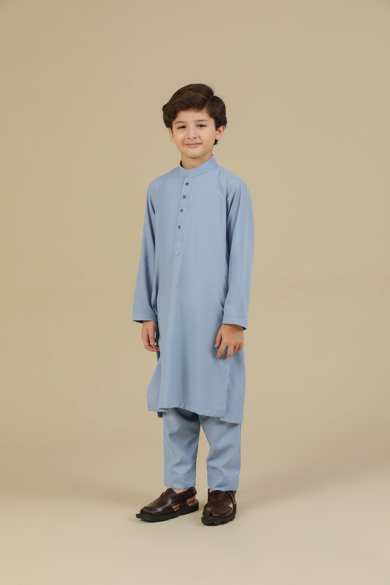 Sapphire Blue Blended Kurta Trouser - Kids