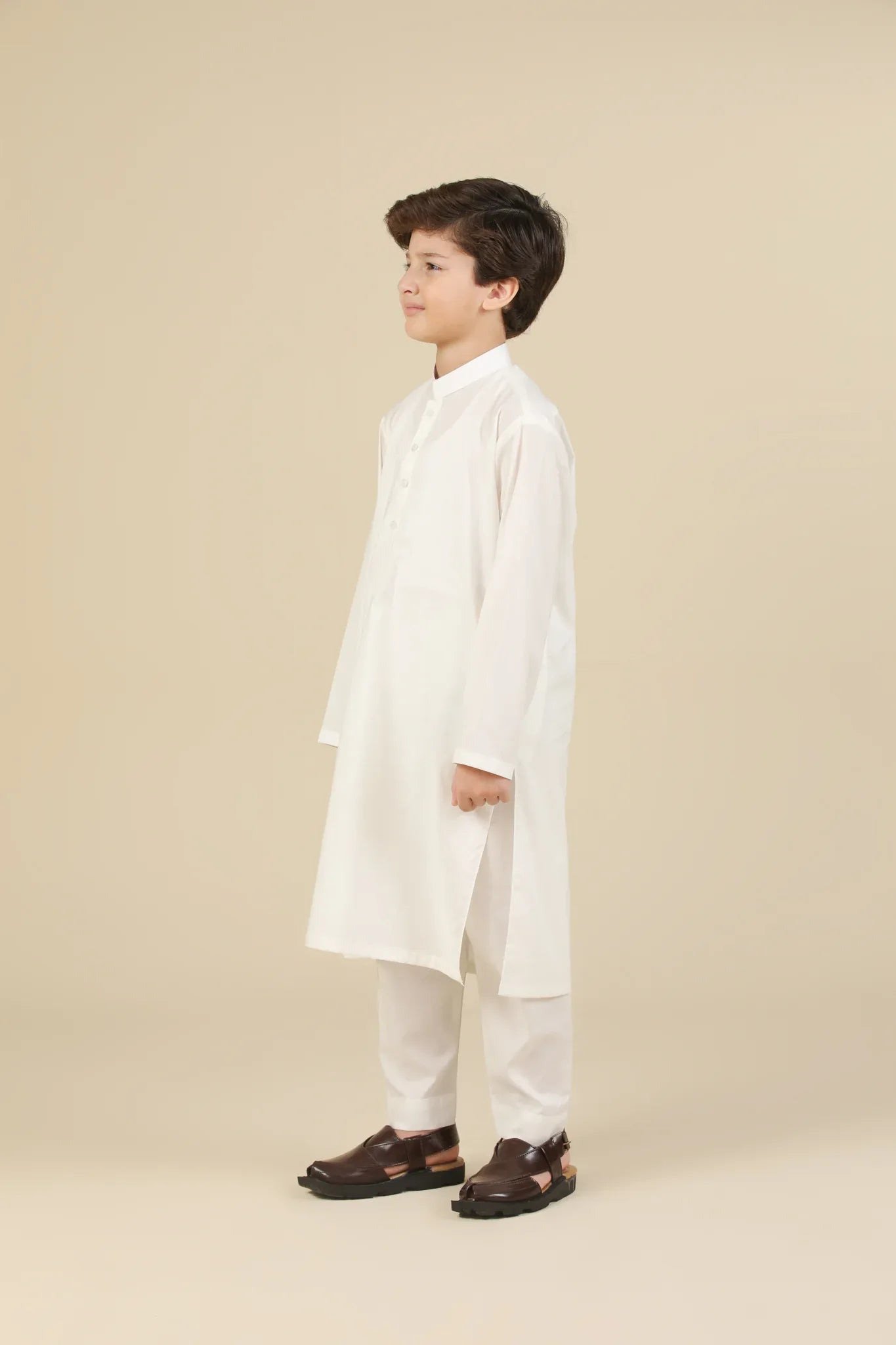 Off White Soft Cotton Kurta Trouser - Kids - Muraqsh -- Kidswear