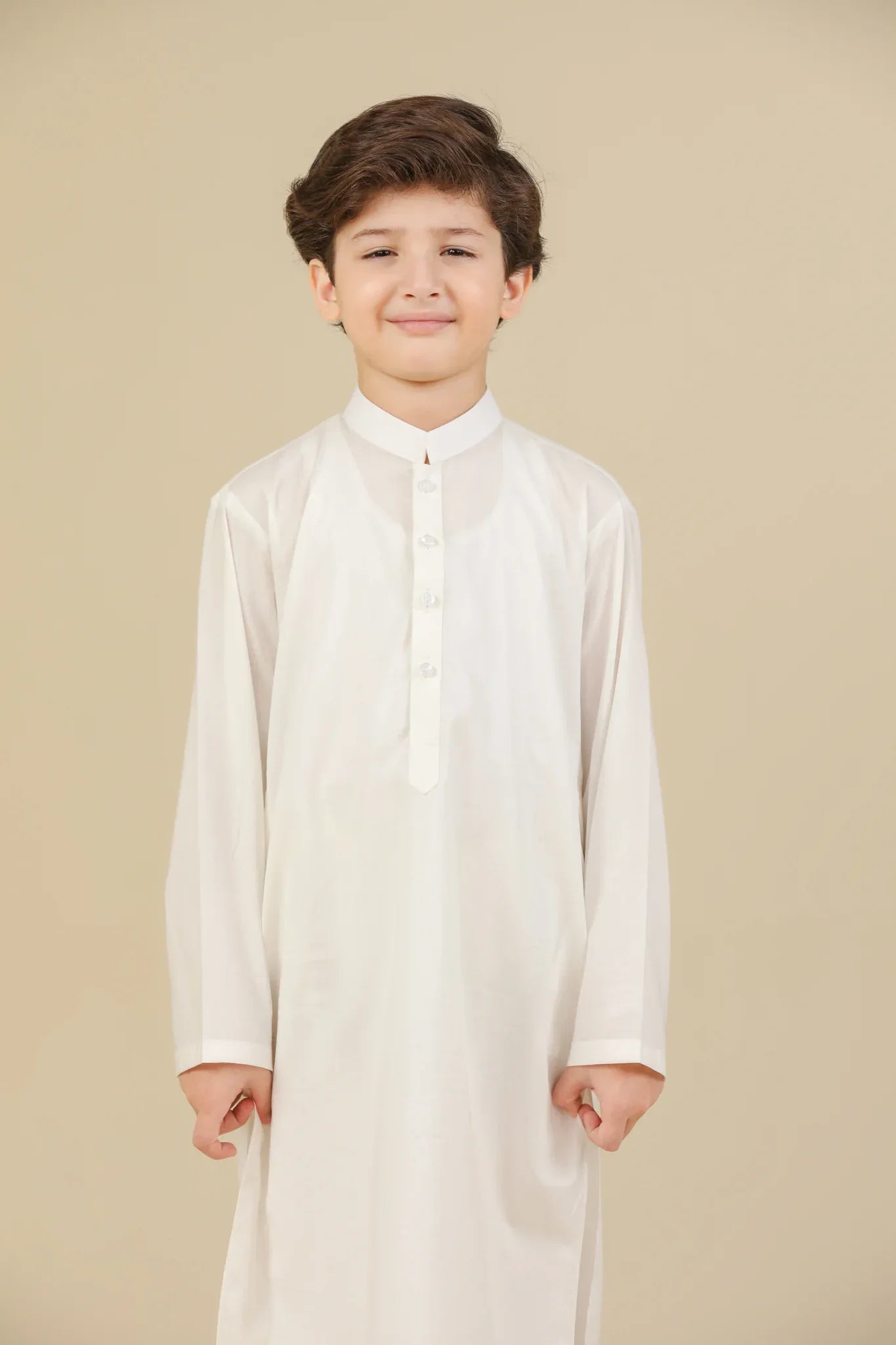 Off White Soft Cotton Kurta Trouser - Kids - Muraqsh -- Kidswear