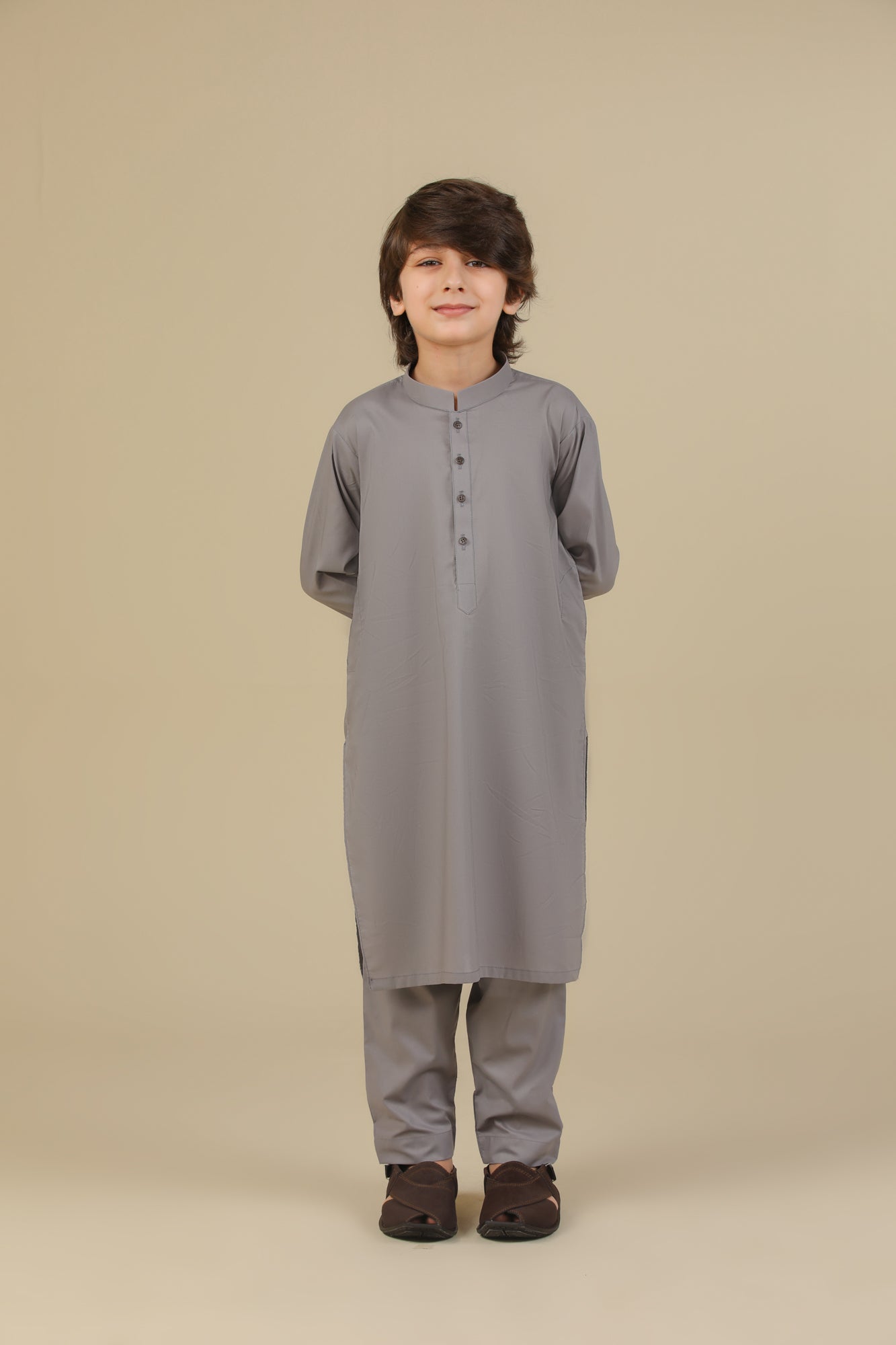 Light Grey Soft Cotton Kurta Trouser - Kids