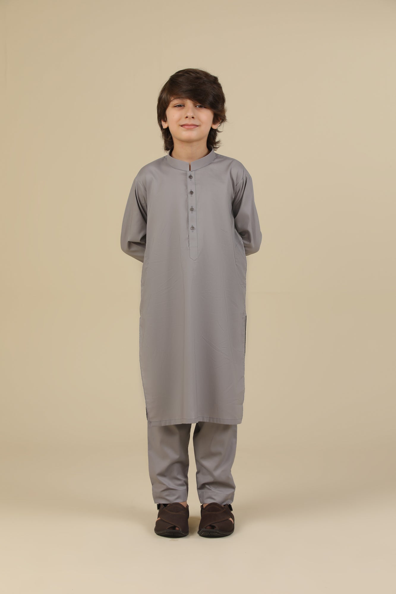 Light Grey Soft Cotton Kurta Trouser - Kids