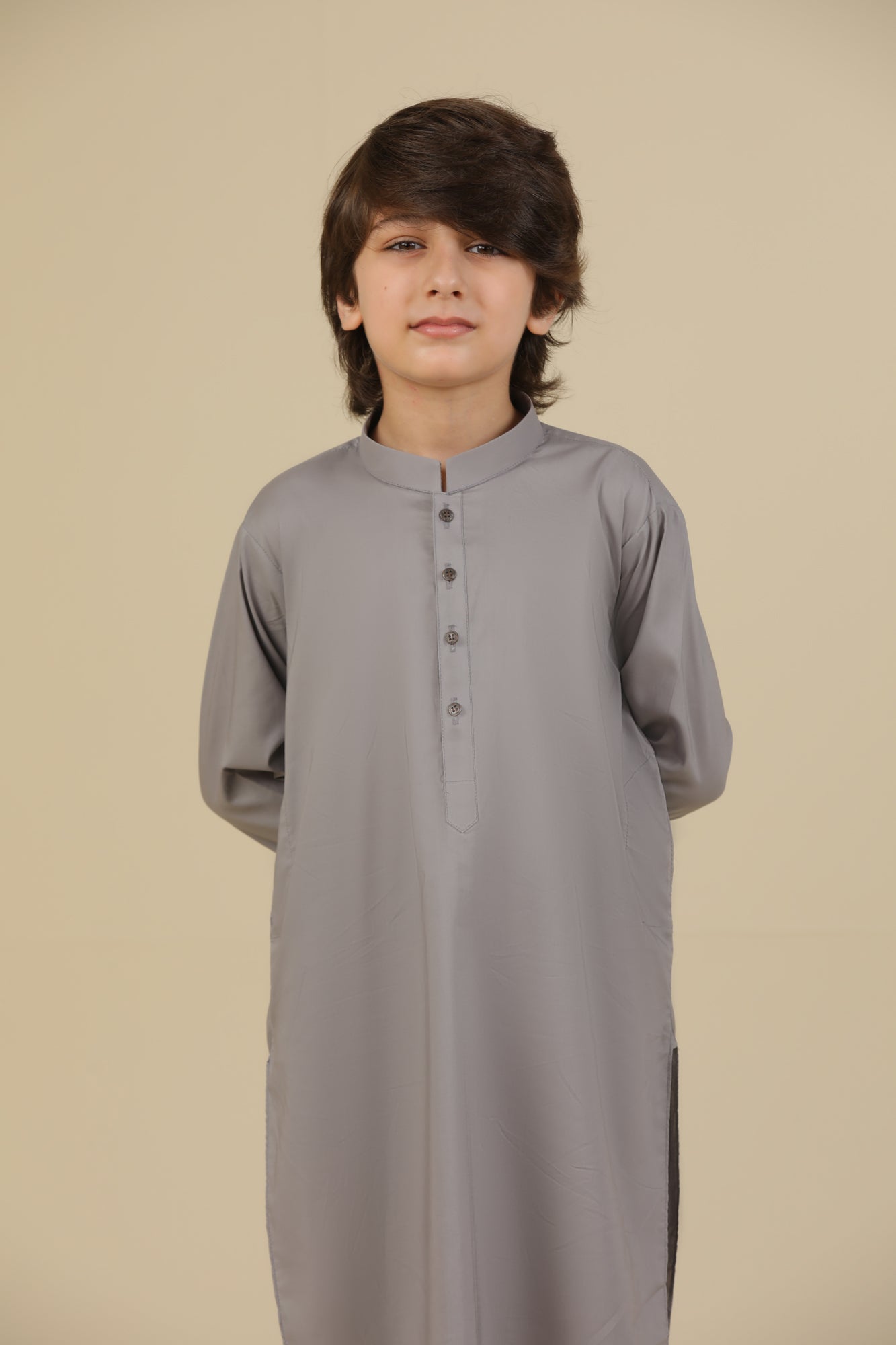 Light Grey Soft Cotton Kurta Trouser - Kids