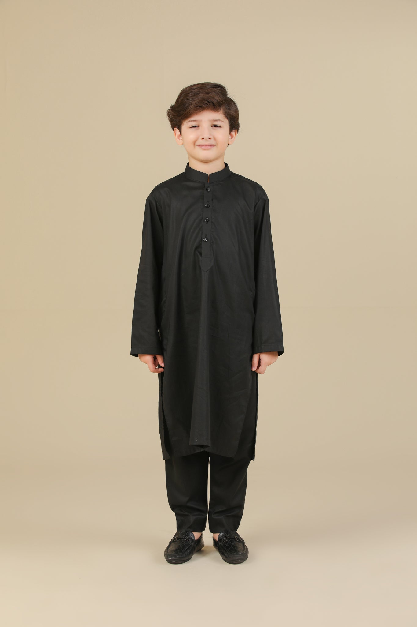 Black Soft Cotton Kurta Trouser - Kids