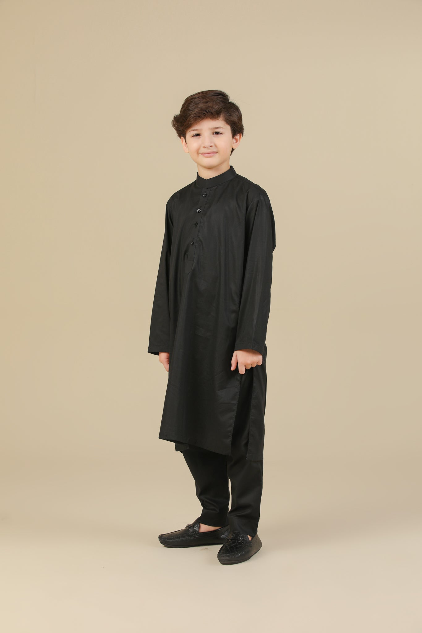 Black Soft Cotton Kurta Trouser - Kids