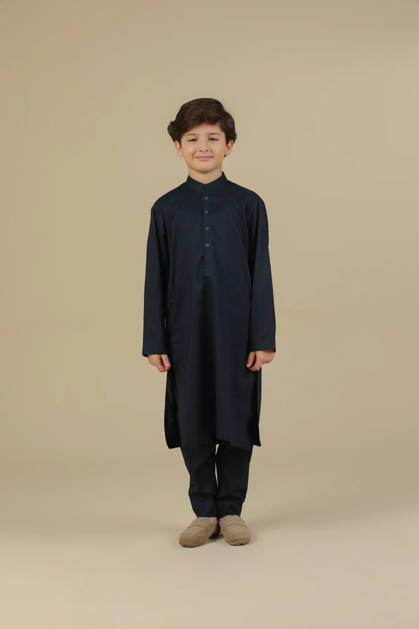 Navy Blue Soft Cotton Kurta Trouser - Kids - Muraqsh -- Kidswear