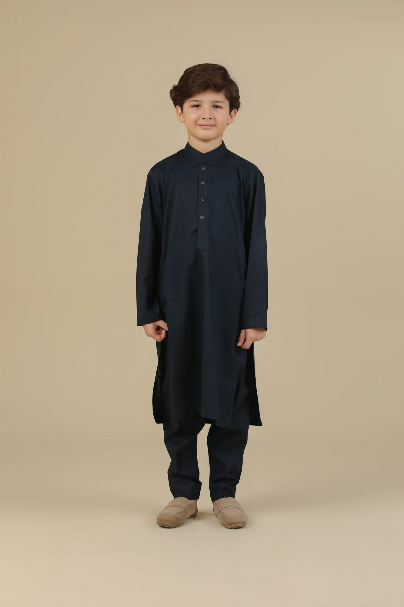 Navy Blue Soft Cotton Kurta Trouser - Kids - Muraqsh -- Kidswear