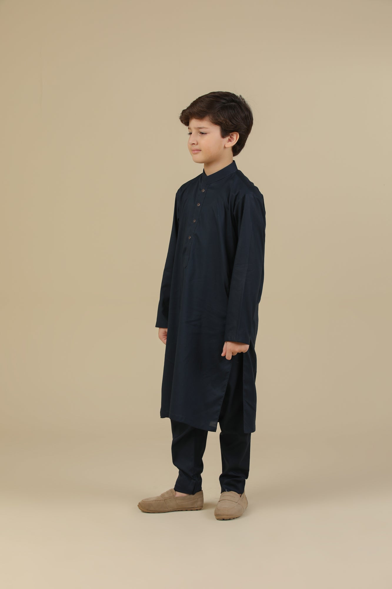 Navy Blue Soft Cotton Kurta Trouser - Kids