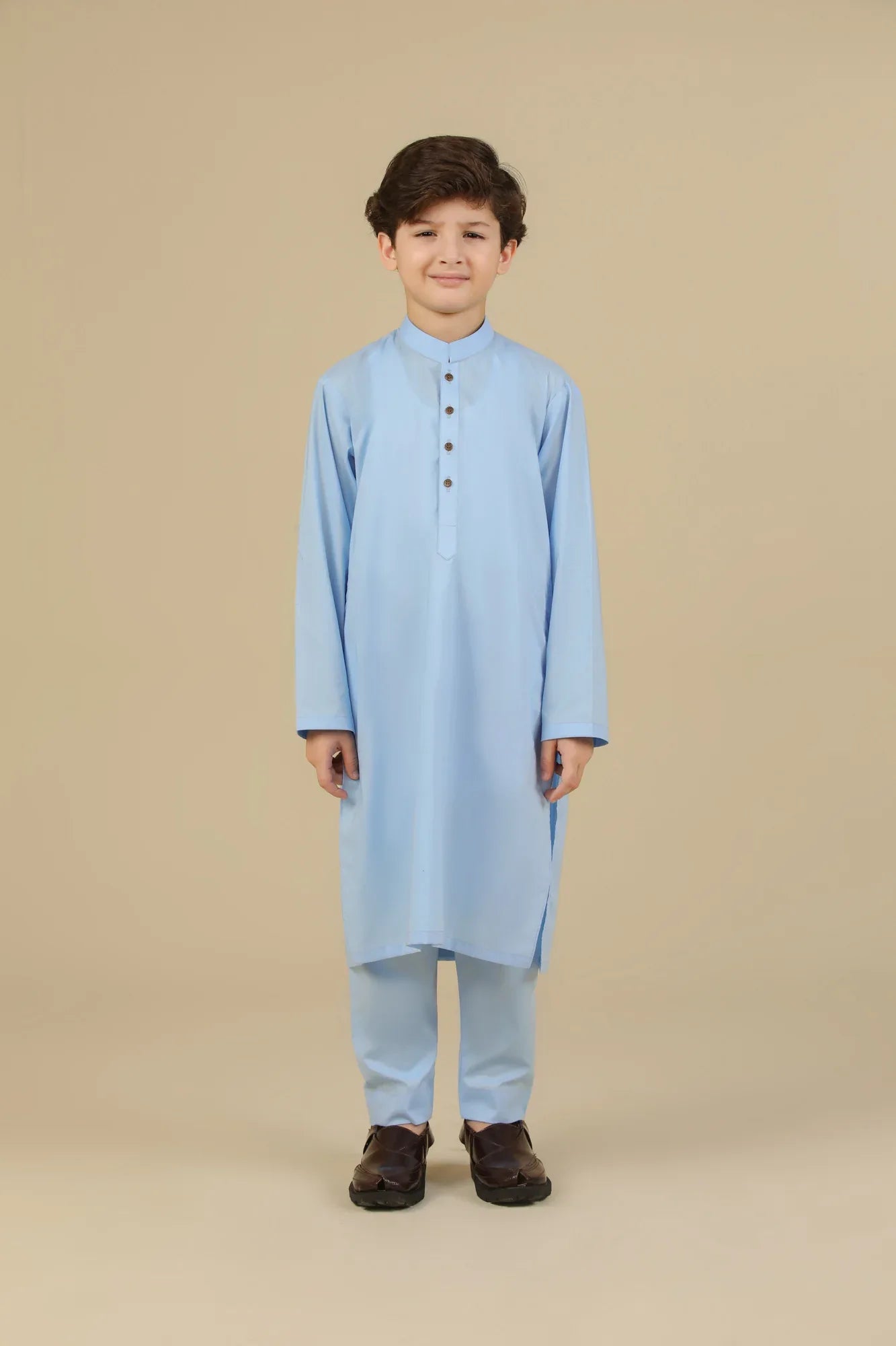 Sky Blue Soft Cotton Kurta Trouser - Kids - Muraqsh -- Kidswear