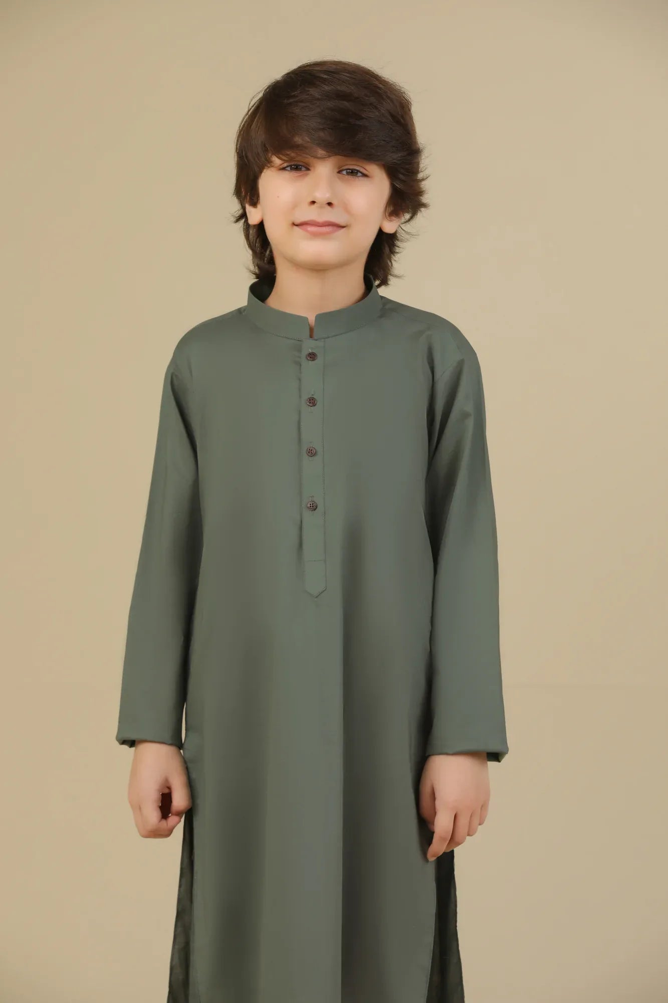 Army Green Soft Cotton Kurta Trouser - Kids - Muraqsh -- Kidswear