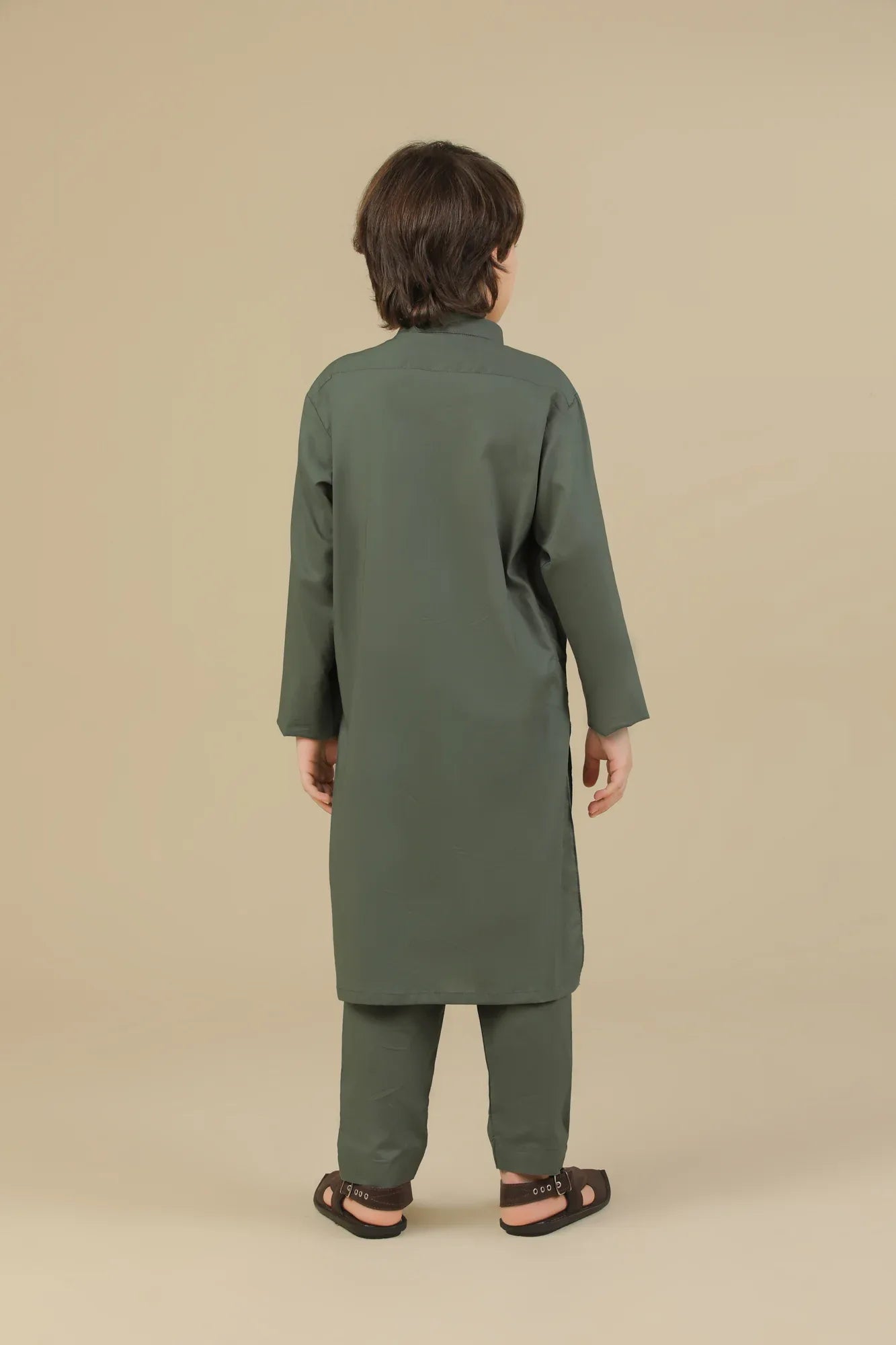 Army Green Soft Cotton Kurta Trouser - Kids - Muraqsh -- Kidswear