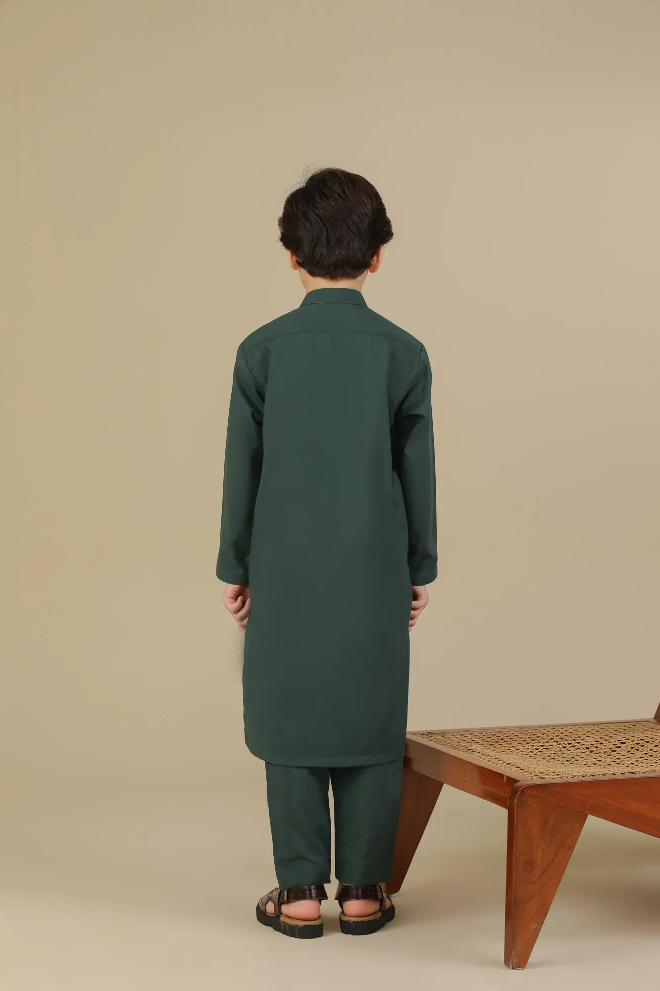 Bottle Green Blended Kurta Trouser - Kids - Muraqsh -- Kidswear