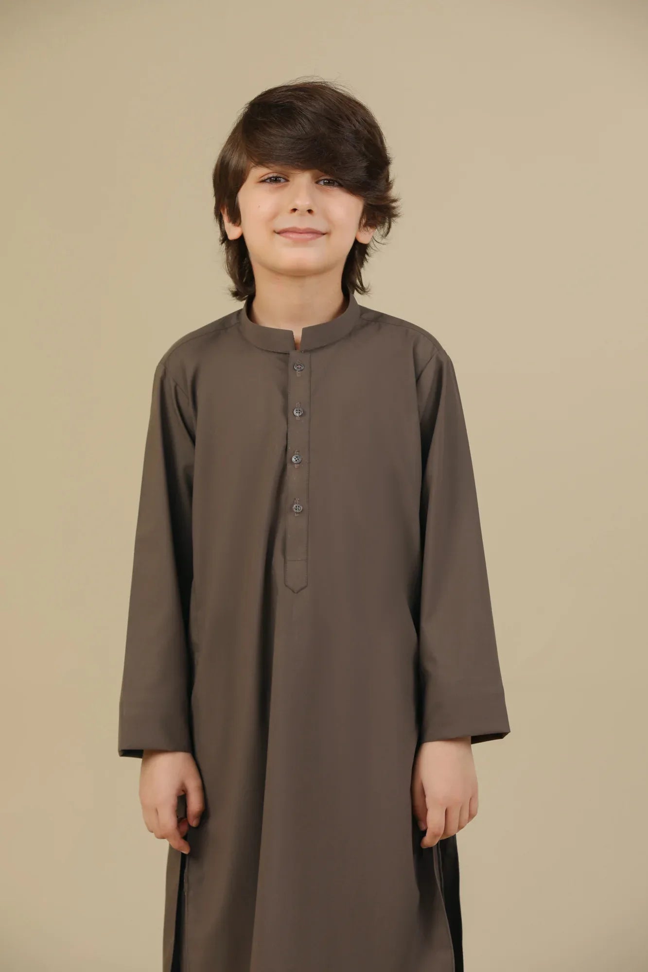 Light Brown Blended Kurta Trouser - Kids - Muraqsh -- Kidswear