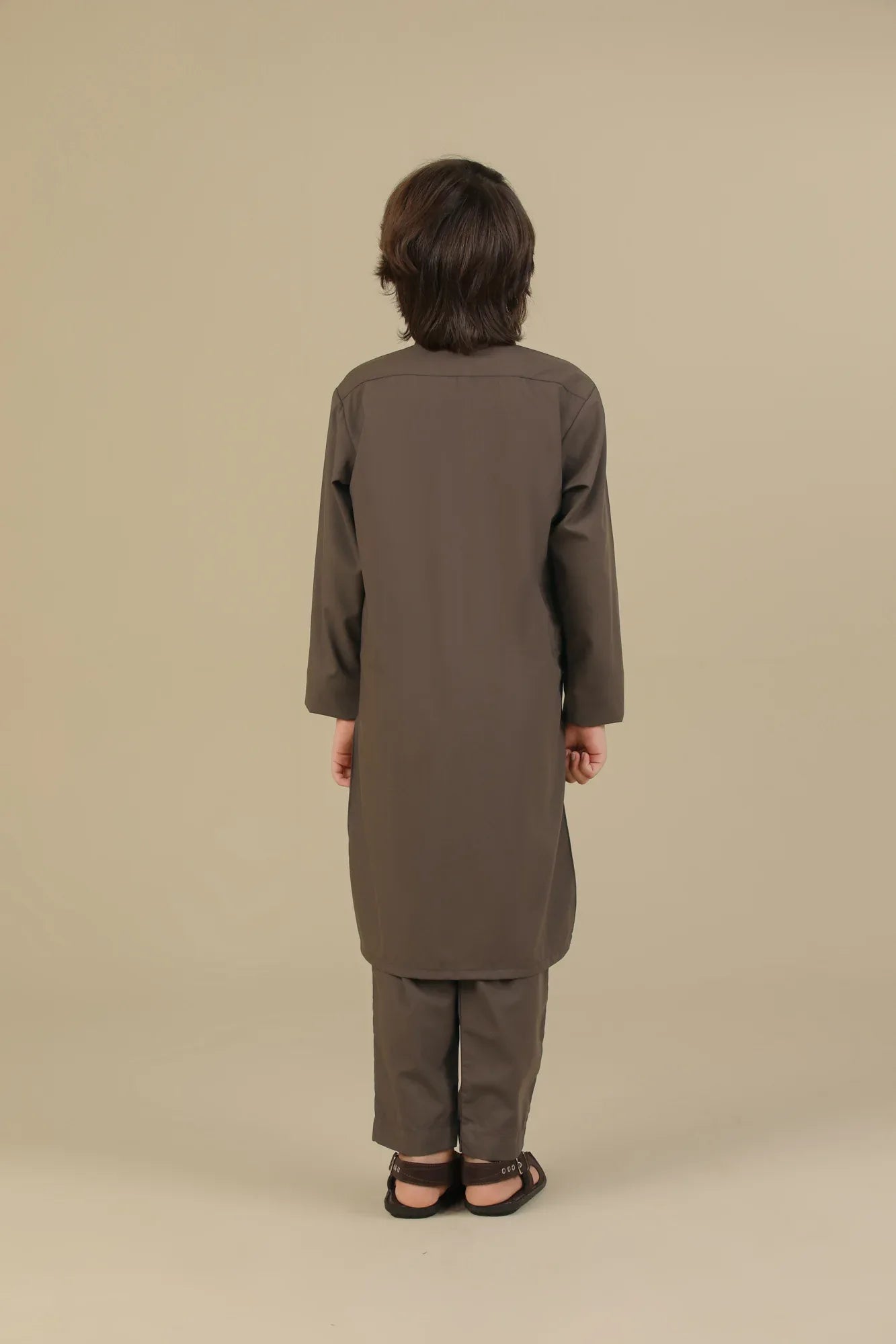 Light Brown Blended Kurta Trouser - Kids - Muraqsh -- Kidswear