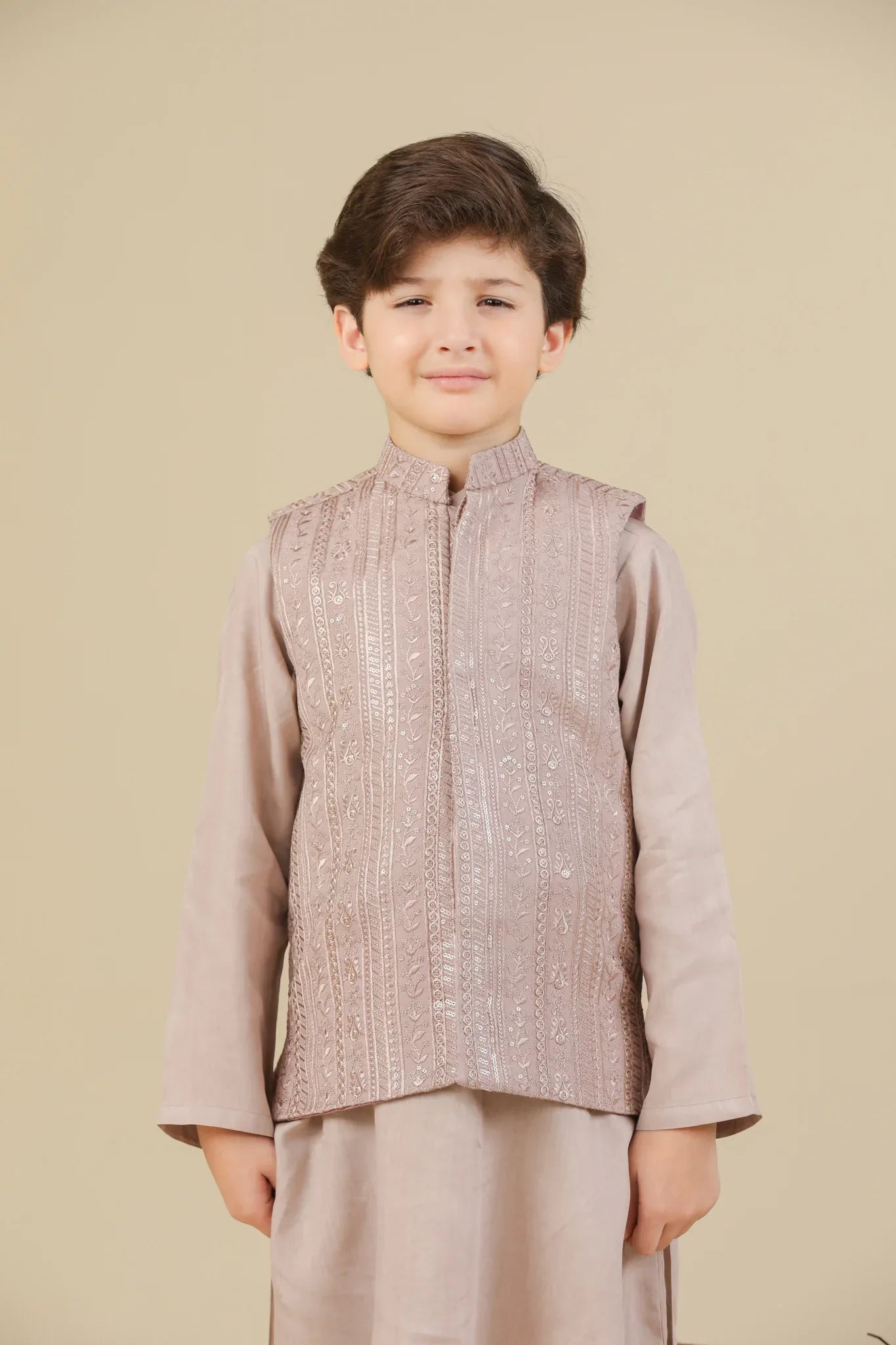 Pink Falling Embroidered Waistcoat - Kids - Muraqsh -- Kidswear