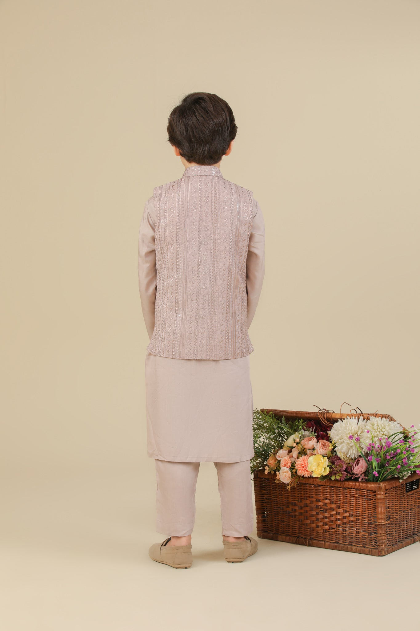 Pink Falling Embroidered Waistcoat - Kids