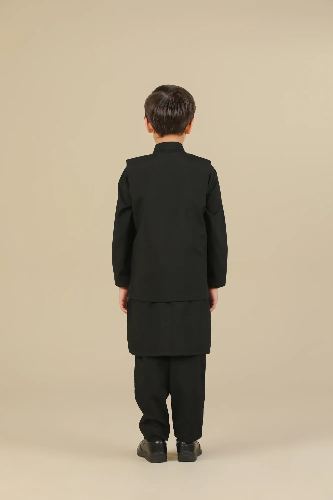 Midnight Black Kurta Trouser with Blended Waistcoat - Kids - Muraqsh -- Kidswear