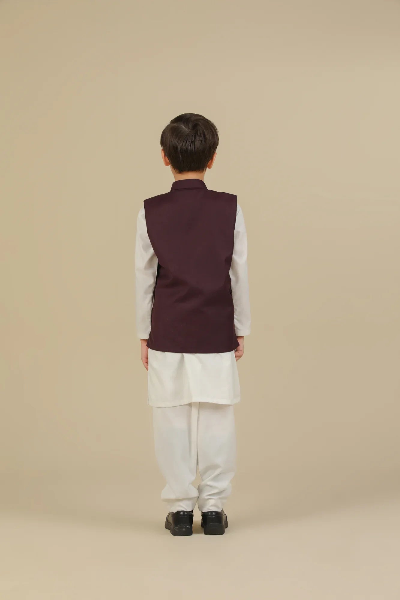 Burgundy Suiting Waistcoat - Straight Cut Buttoned - Kids - Muraqsh -- Kidswear