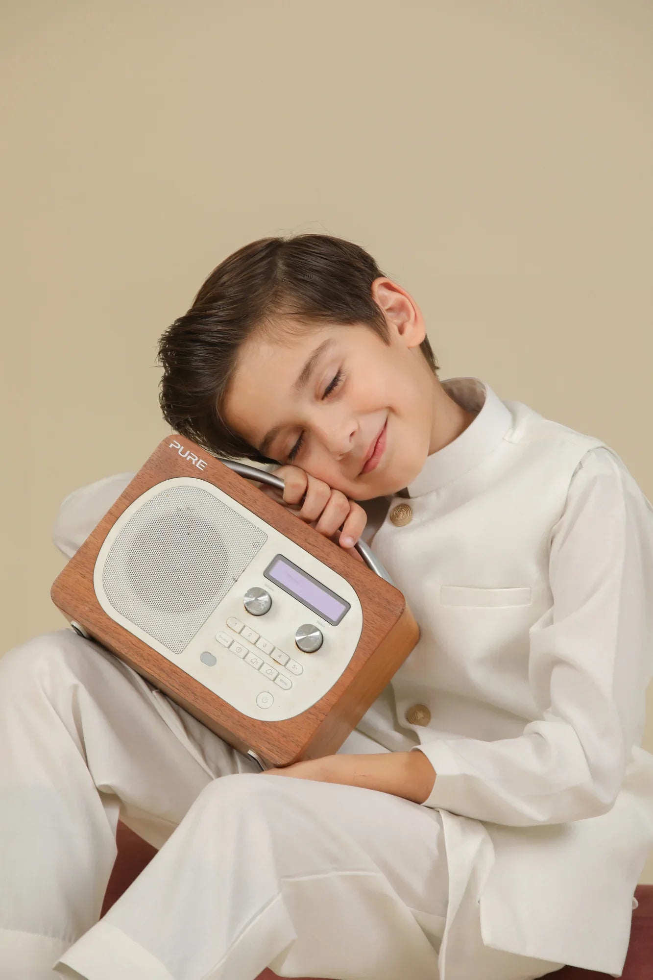 Off White Kurta Trouser with Suiting Waistcoat - Straight Cut - Kids - Muraqsh -- Kidswear