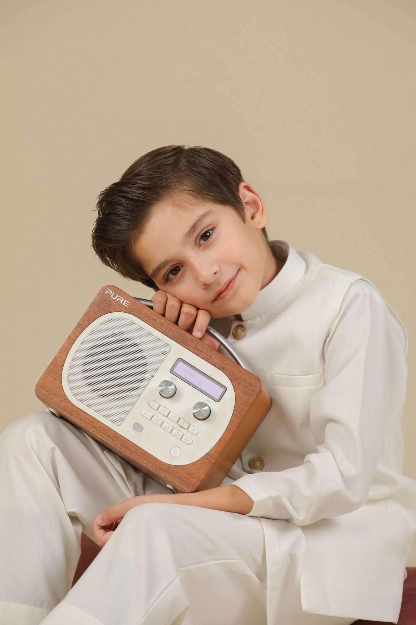 Off White Suiting Waistcoat - Straight Cut Buttoned - Kids