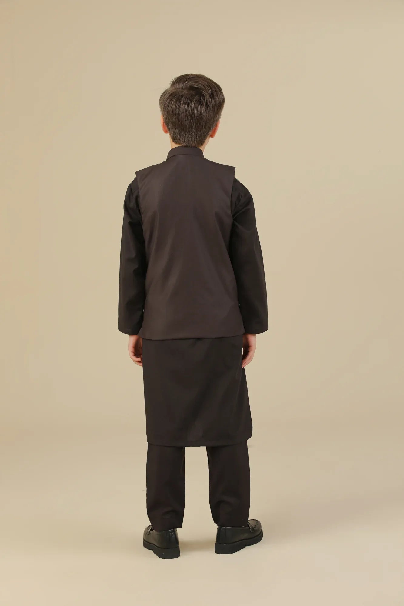 Dark Brown Suiting Waistcoat - Straight Cut Buttoned - Kids - Muraqsh -- Kidswear