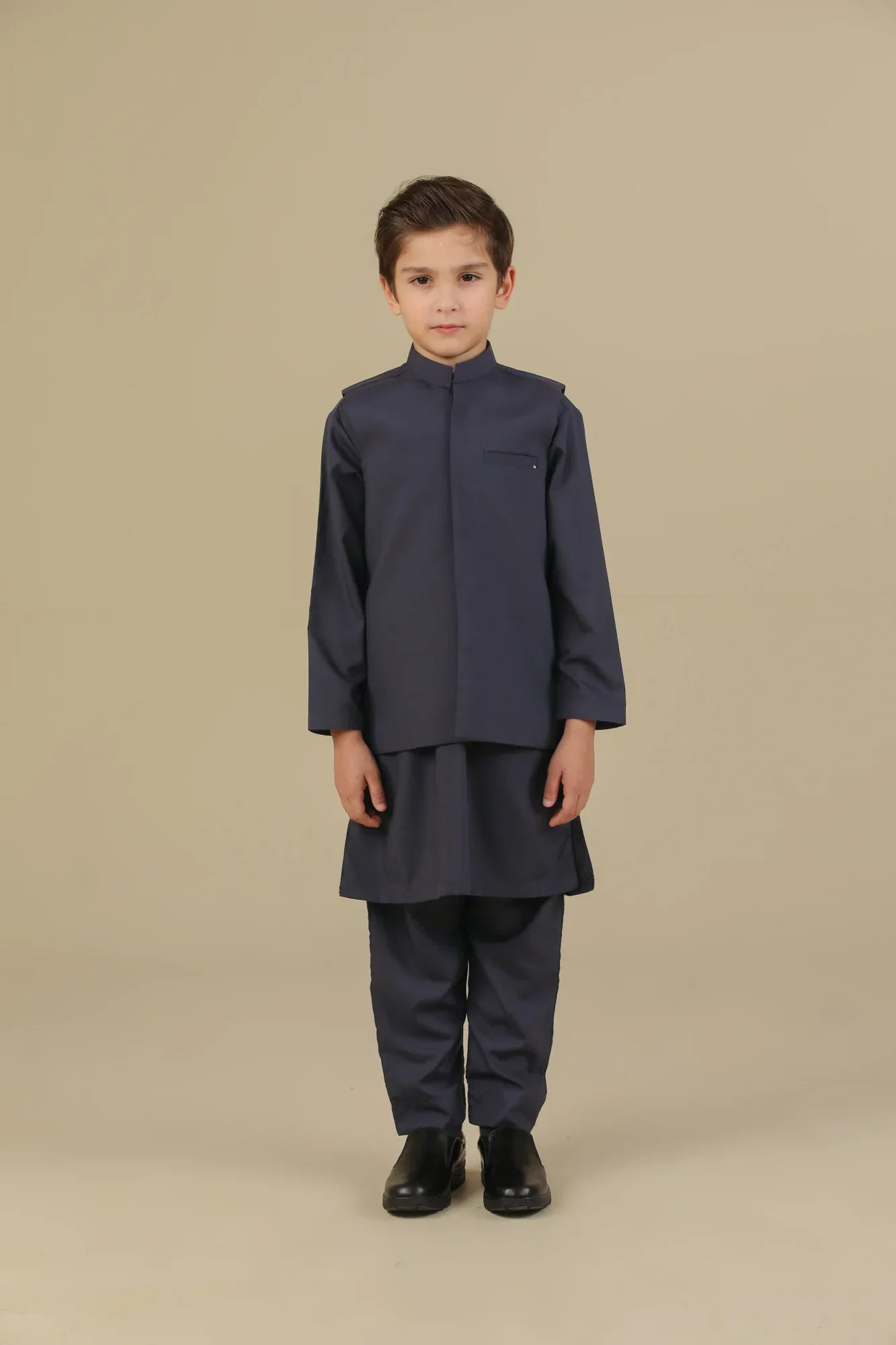 Deep Burgundy Kurta Trouser with Blended Waistcoat - Kids - Muraqsh -- Kidswear