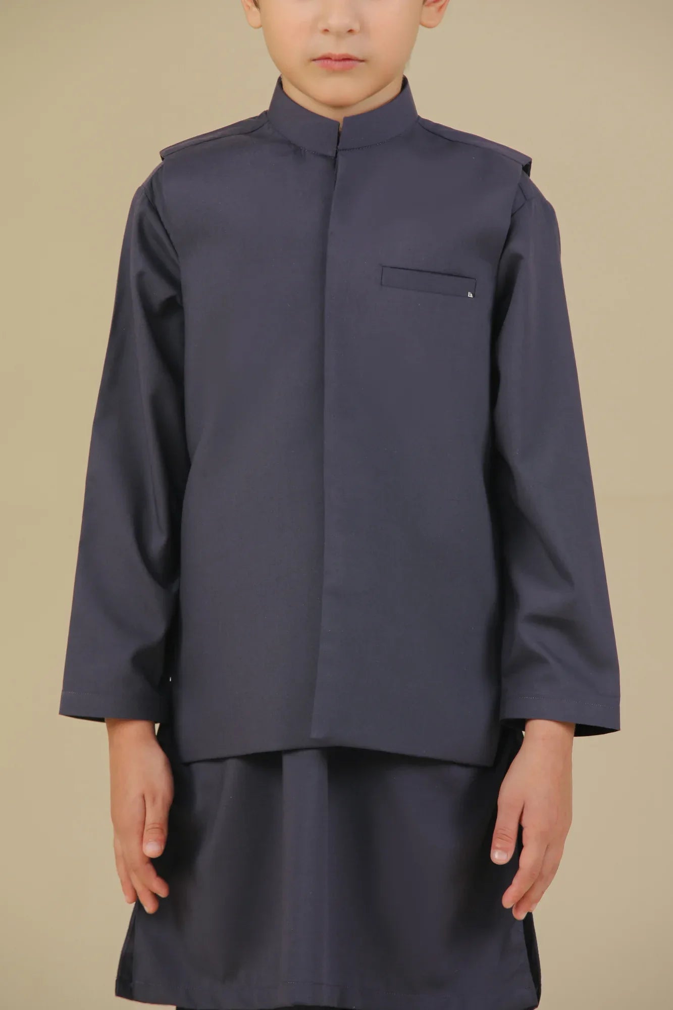 Deep Burgundy Kurta Trouser with Blended Waistcoat - Kids - Muraqsh -- Kidswear