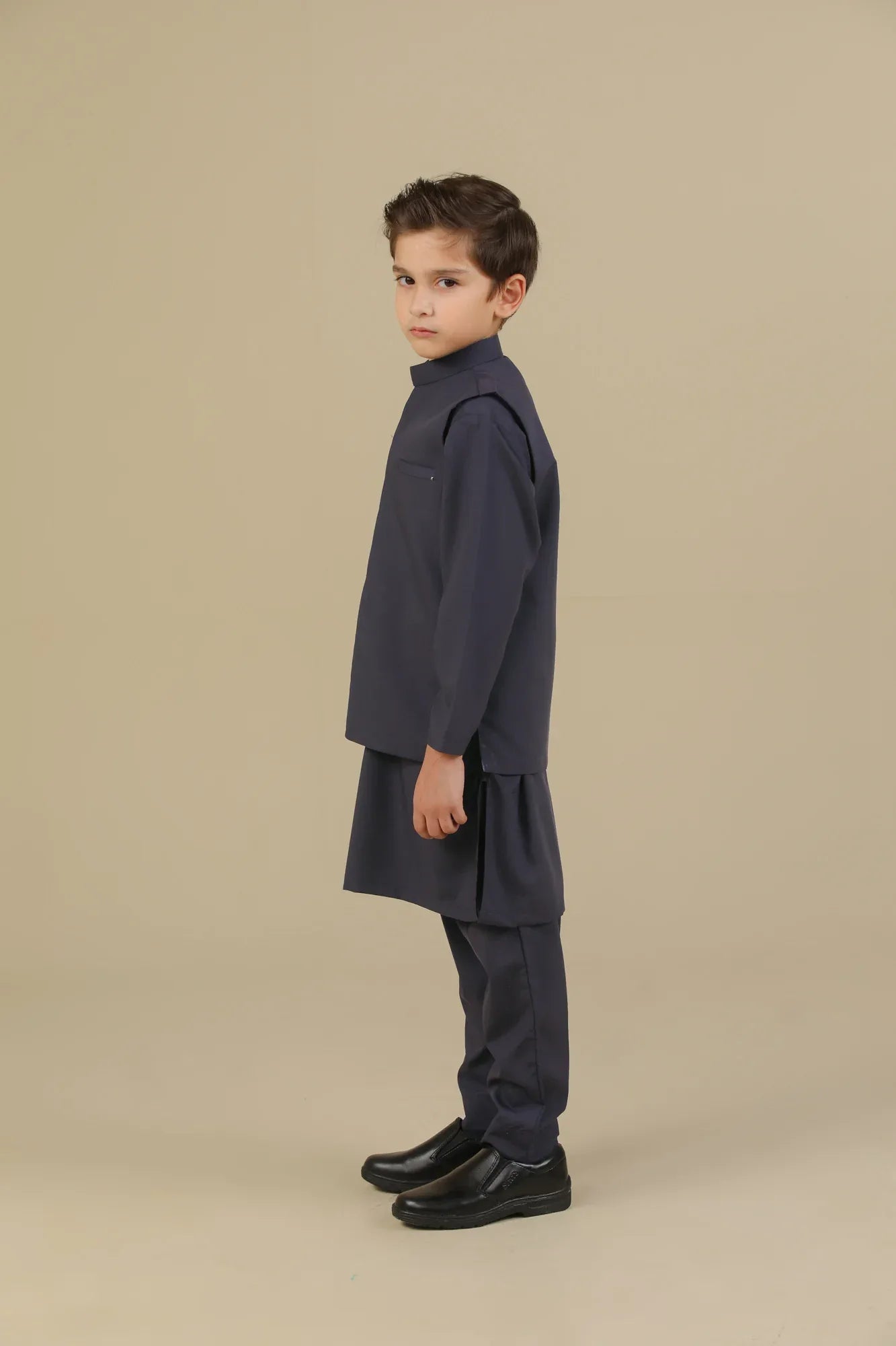 Deep Burgundy Kurta Trouser with Blended Waistcoat - Kids - Muraqsh -- Kidswear