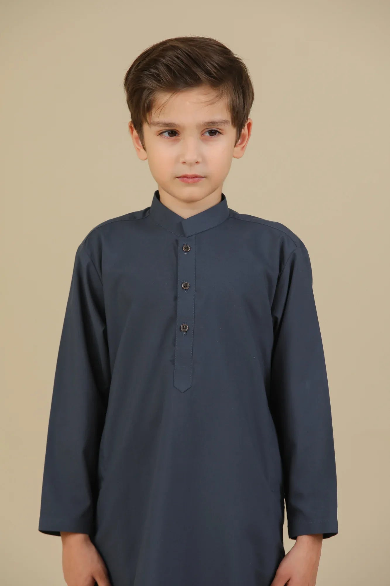 Charcoal Grey Blended Kurta Trouser - Kids - Muraqsh -- Kidswear