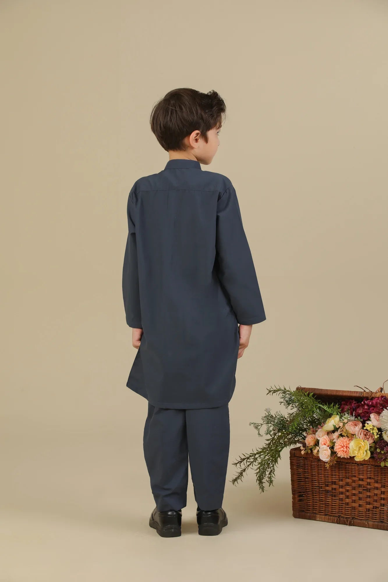 Charcoal Grey Blended Kurta Trouser - Kids - Muraqsh -- Kidswear