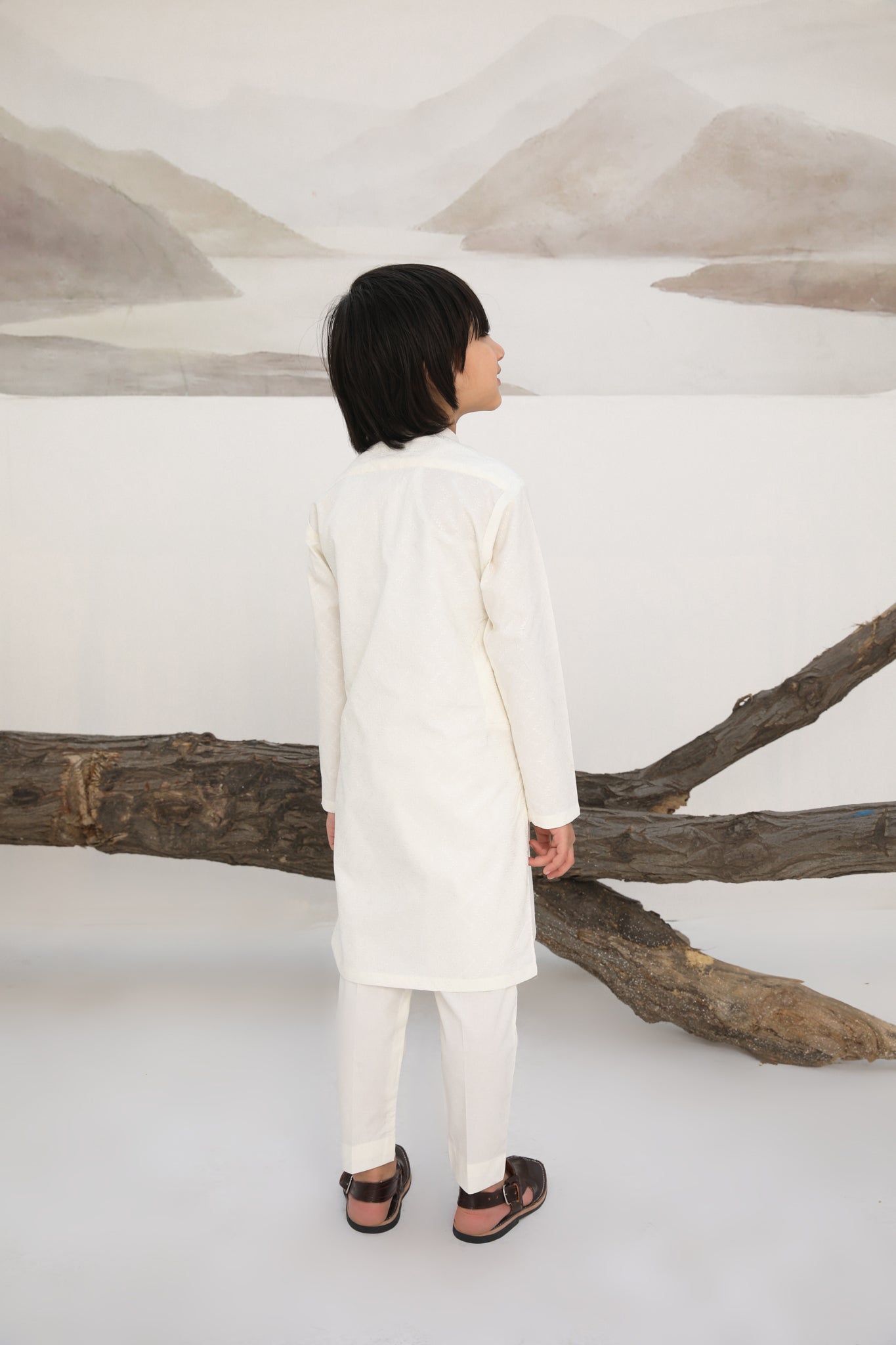 Bosky White Cotton Embroidered Kurta Trouser - Kids