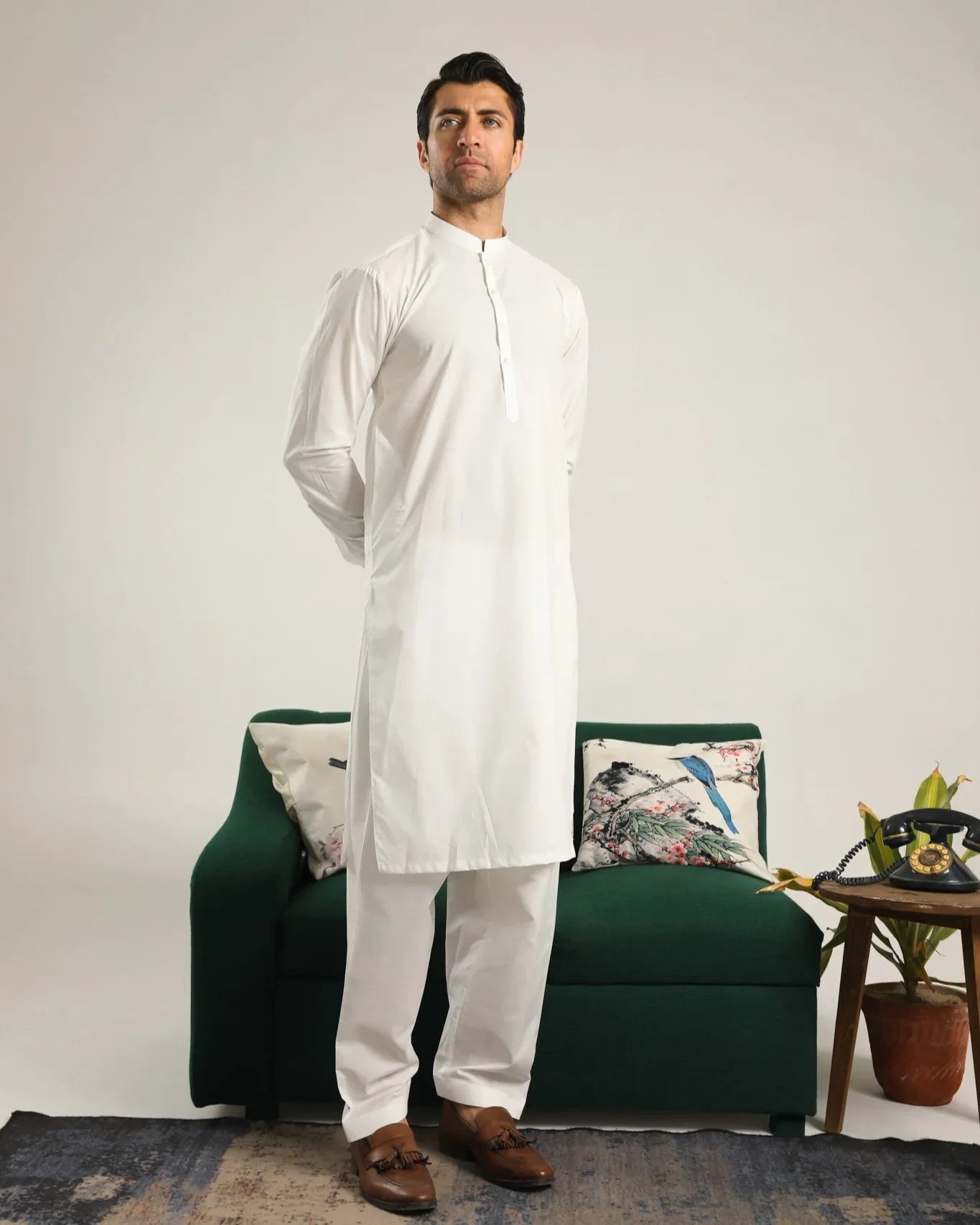 Off White Soft Cotton Kurta Shalwar - Men - Muraqsh -- Menswear