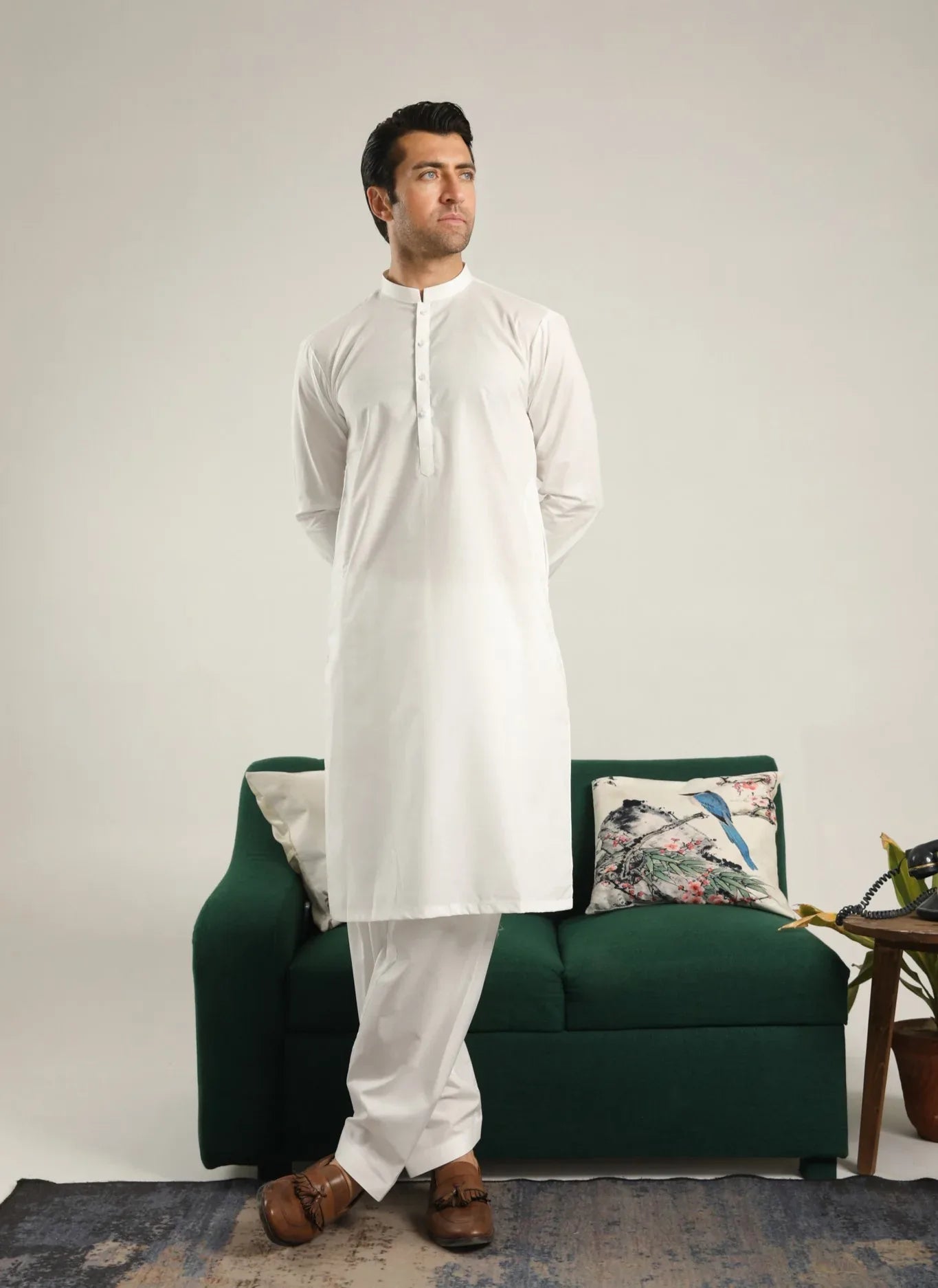 Off White Soft Cotton Kurta Shalwar - Men - Muraqsh -- Menswear