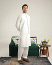 Off White Soft Cotton Kurta Shalwar with Waistcoat - Men - Muraqsh -- Menswear
