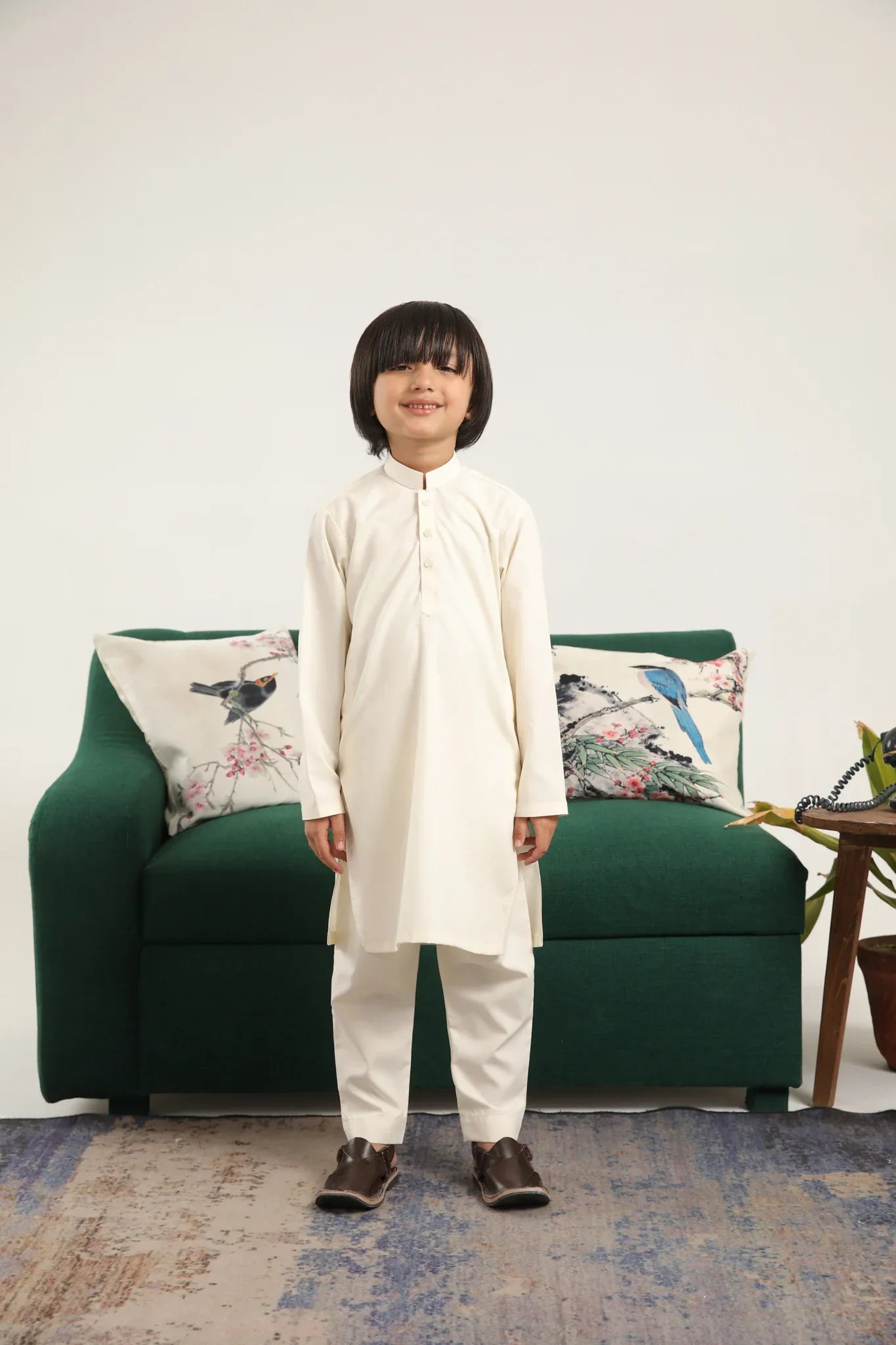 Bosky White Blended Kurta Trouser - Kids - Muraqsh -- Kidswear