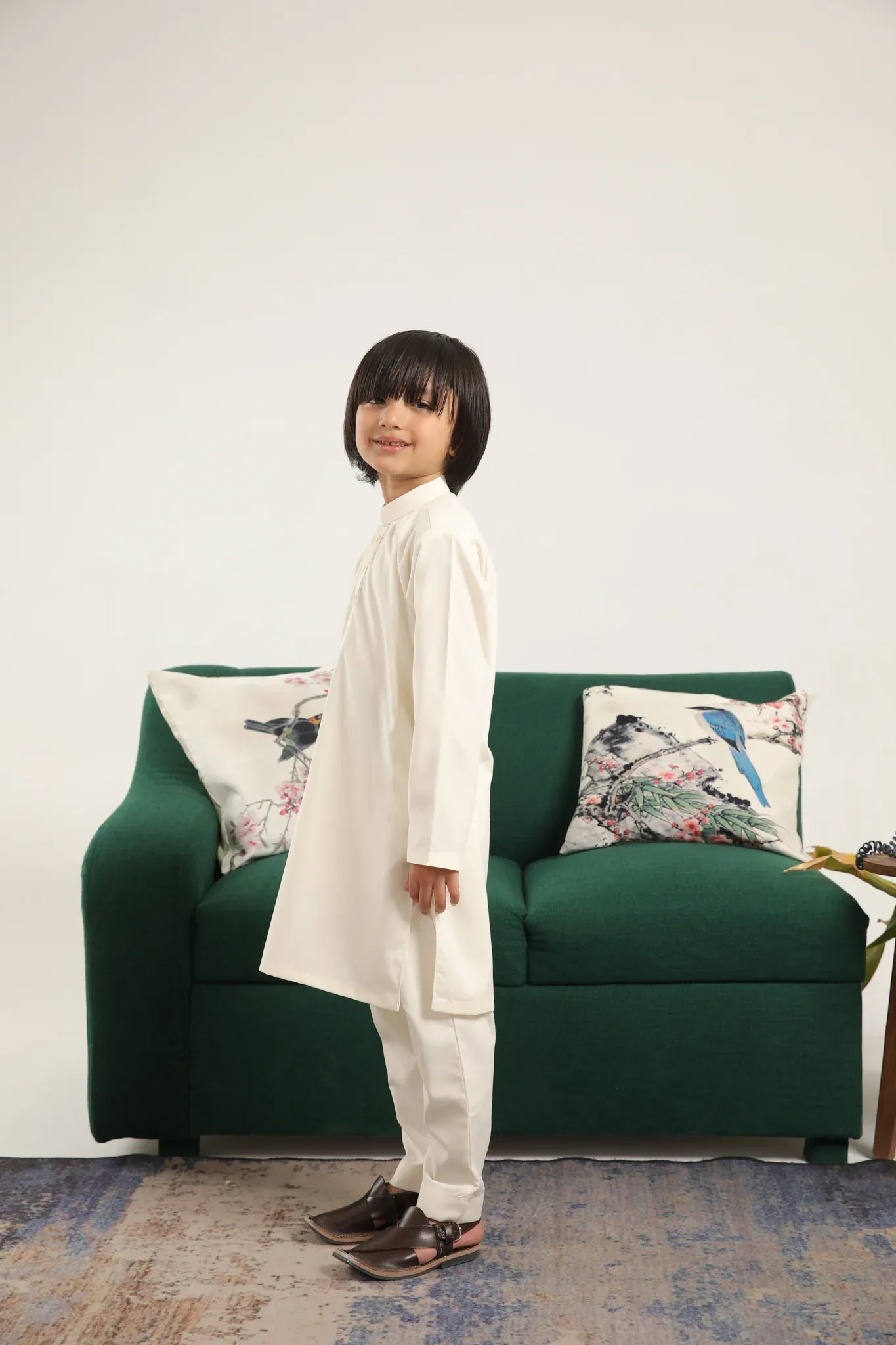 Bosky White Blended Kurta Trouser - Kids - Muraqsh -- Kidswear