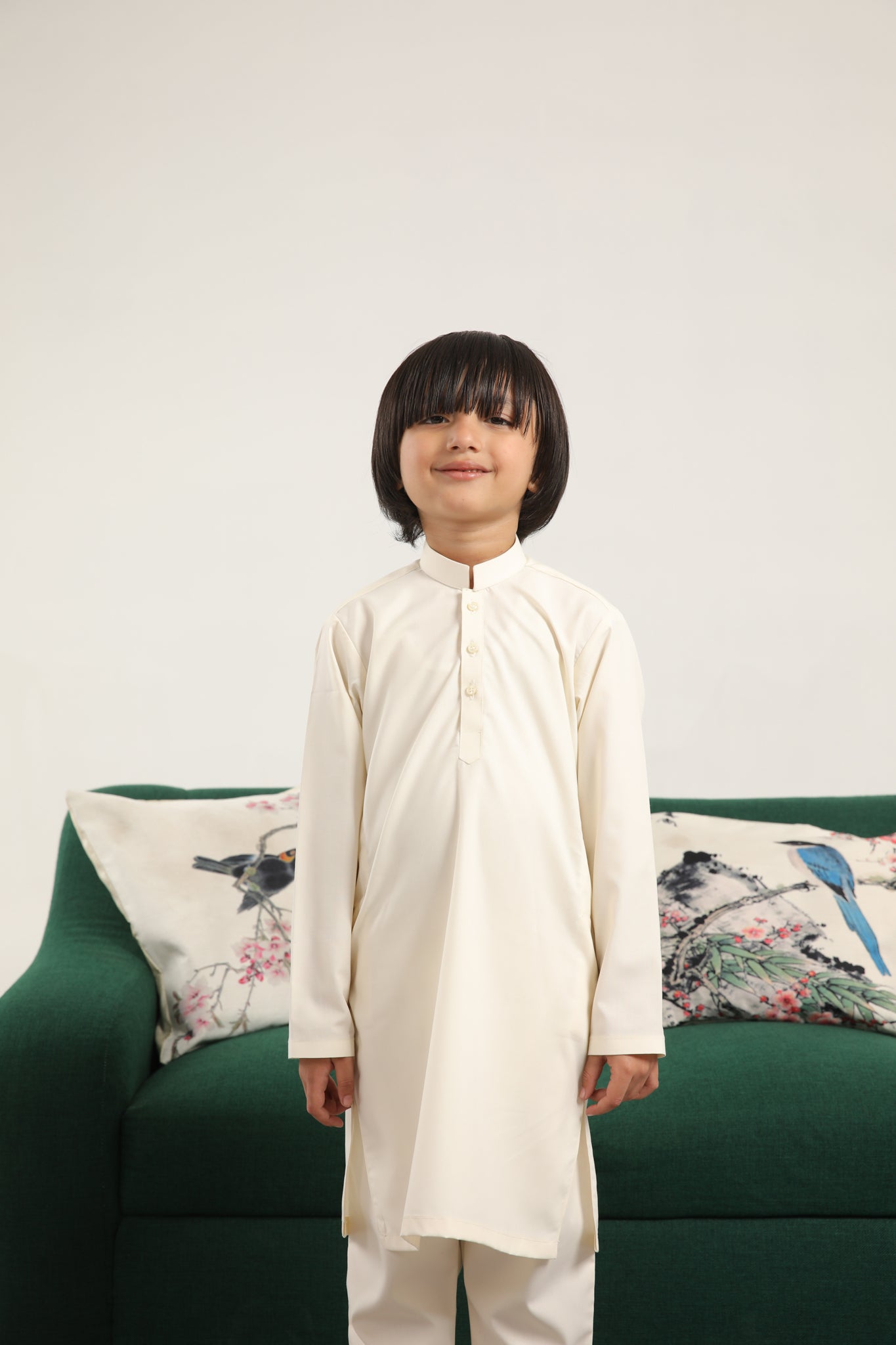 Bosky White Blended Kurta Trouser - Kids