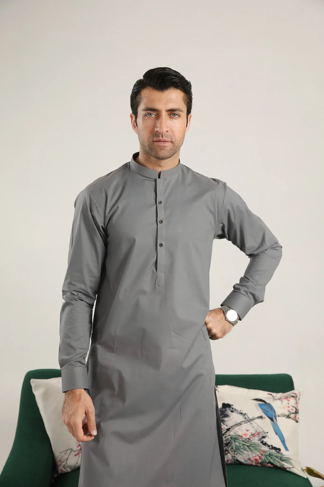 Light Grey Soft Cotton Kurta Trouser - Men - Muraqsh -- Menswear
