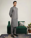 Light Grey Soft Cotton Kurta Trouser with Waistcoat - Men - Muraqsh -- Menswear
