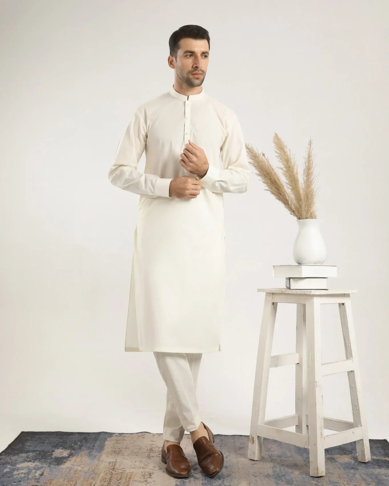 Bosky White Soft Cotton Kurta Trouser - Men - Muraqsh -- Menswear